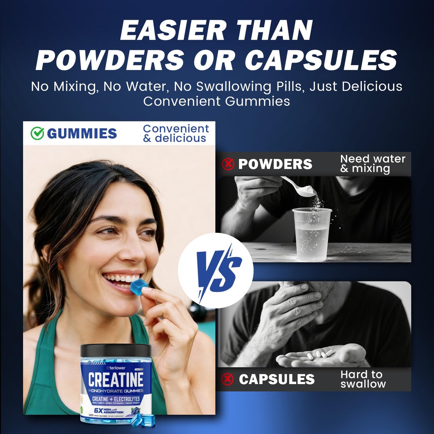 eterlower Creatine Monohydrate Gummies 5g Chewable, 119 Count