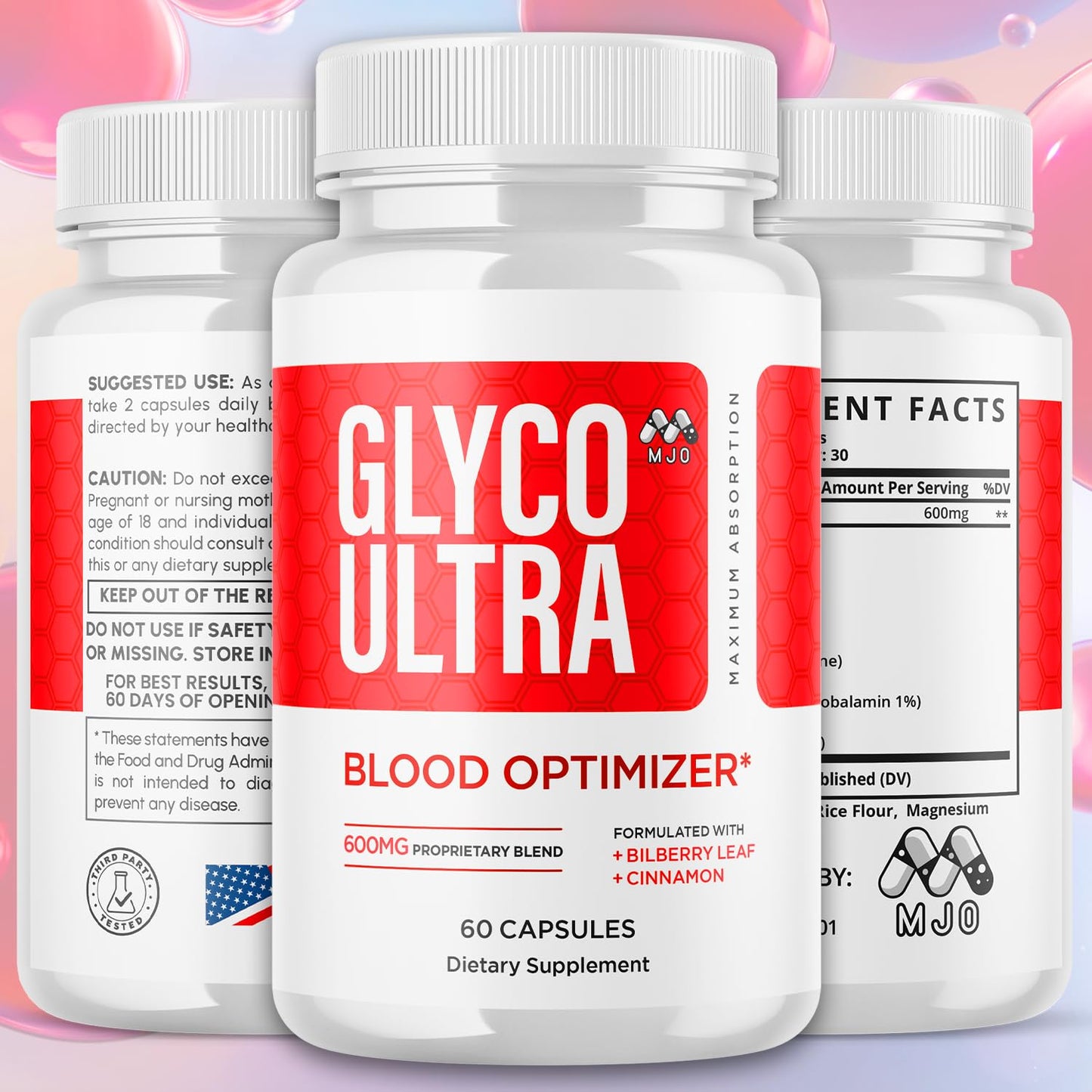 MJO Glyco Ultra Blood Optimizer Capsules, 180 Capsules