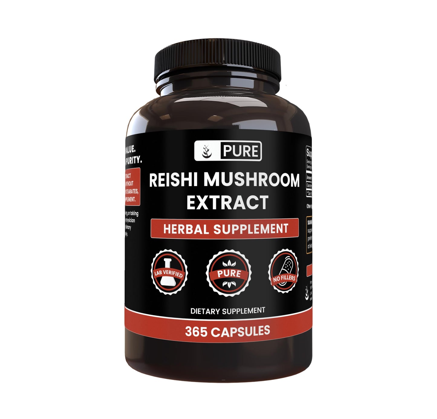 Pure Original Ingredients Reishi Mushroom Extract Capsules 365 Count