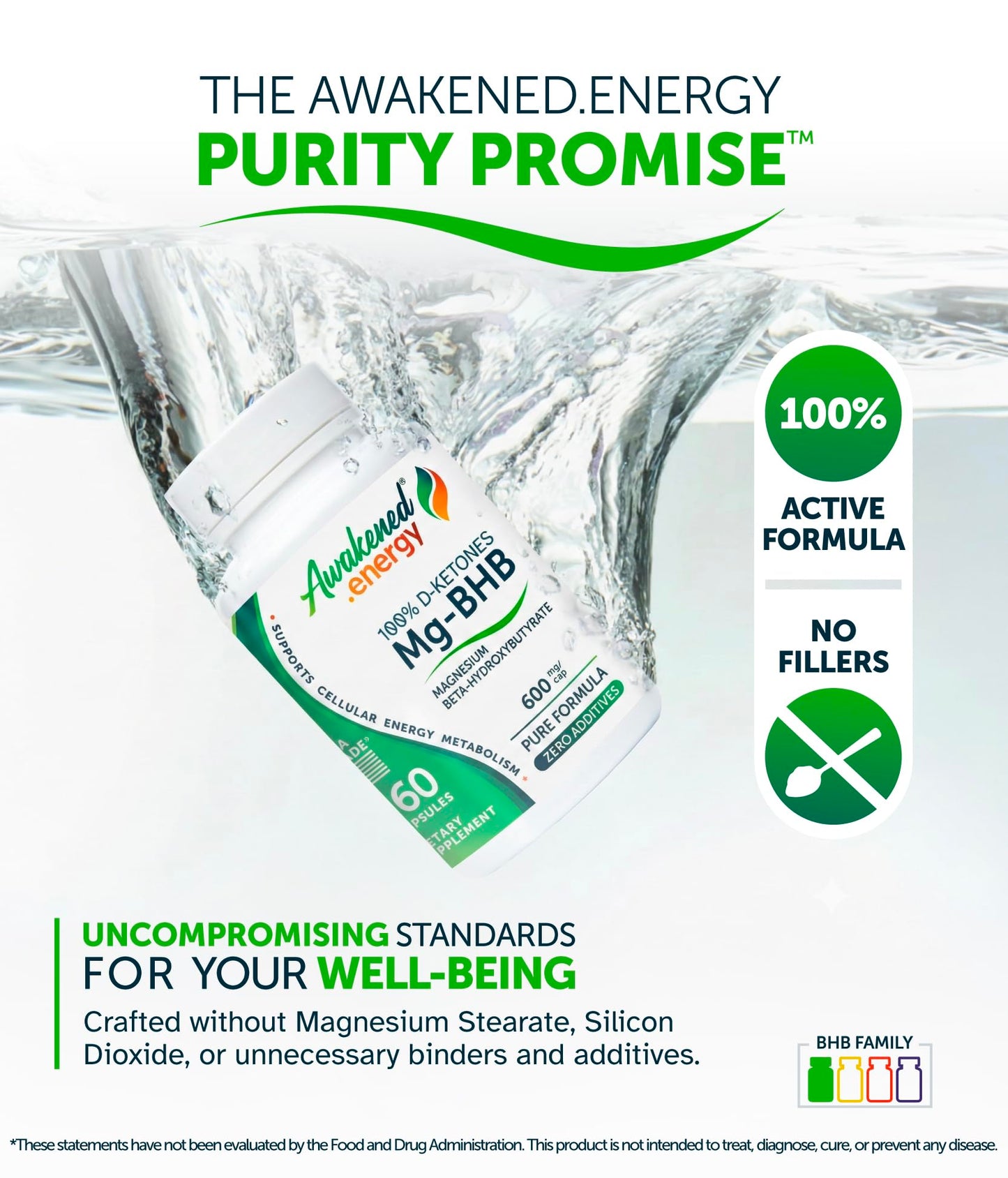 Awakened.energy Mg-BHB Magnesium Beta-Hydroxybutyrate Supplement 60 Capsules