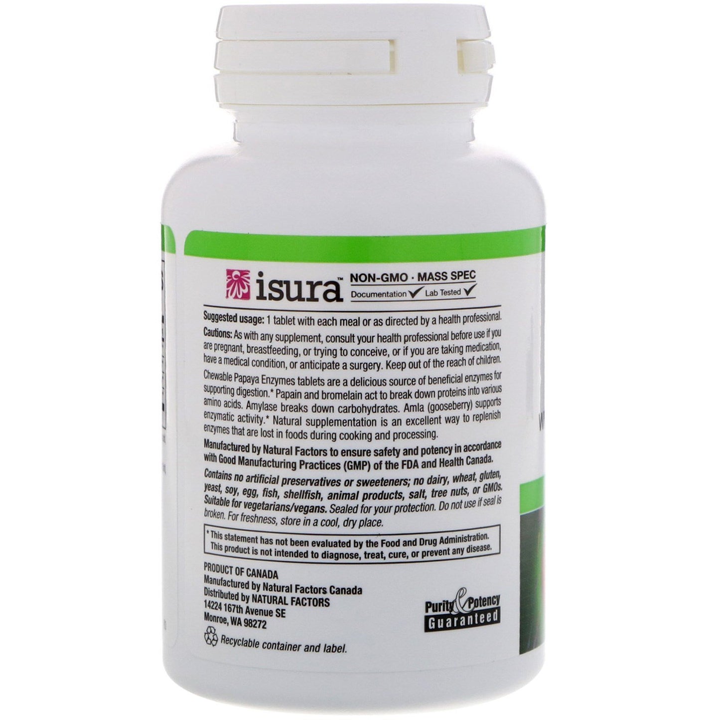 Natural Factors Papaya Enzymes 120 Tablets