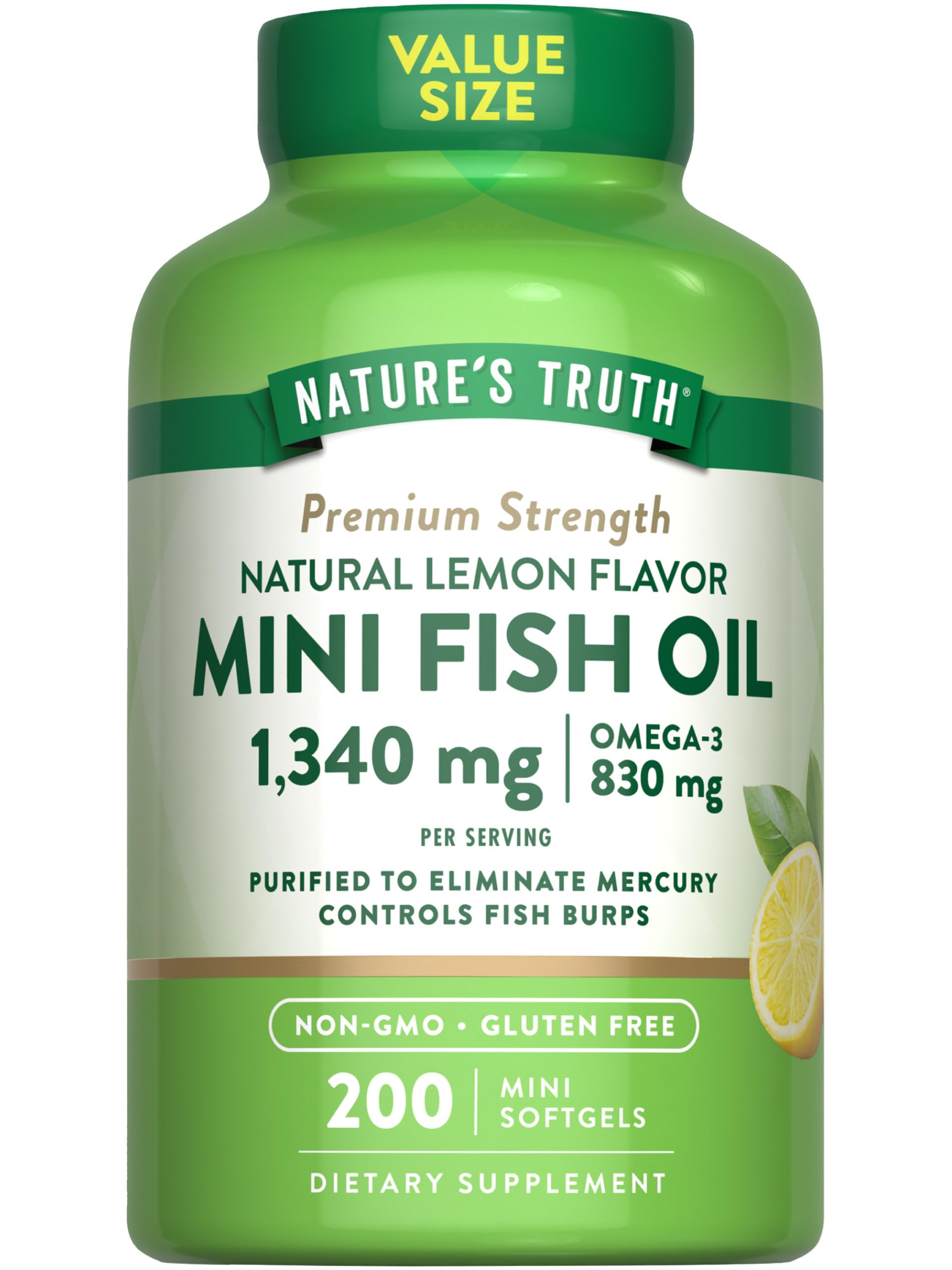 Nature's Truth Fish Oil Omega-3 1340 mg Softgels, 200 Count