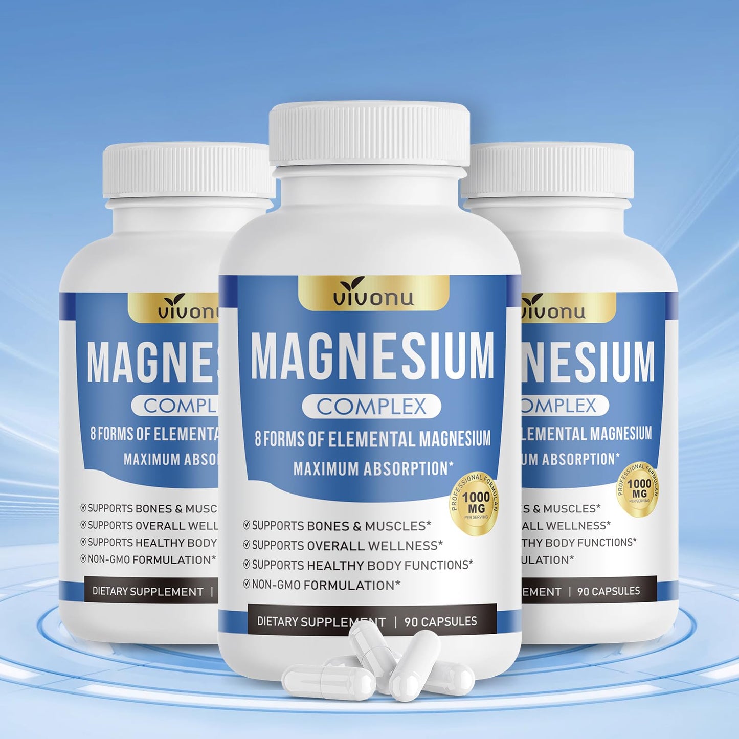 VivoNu 1000mg Magnesium Complex Capsule, 90 Count