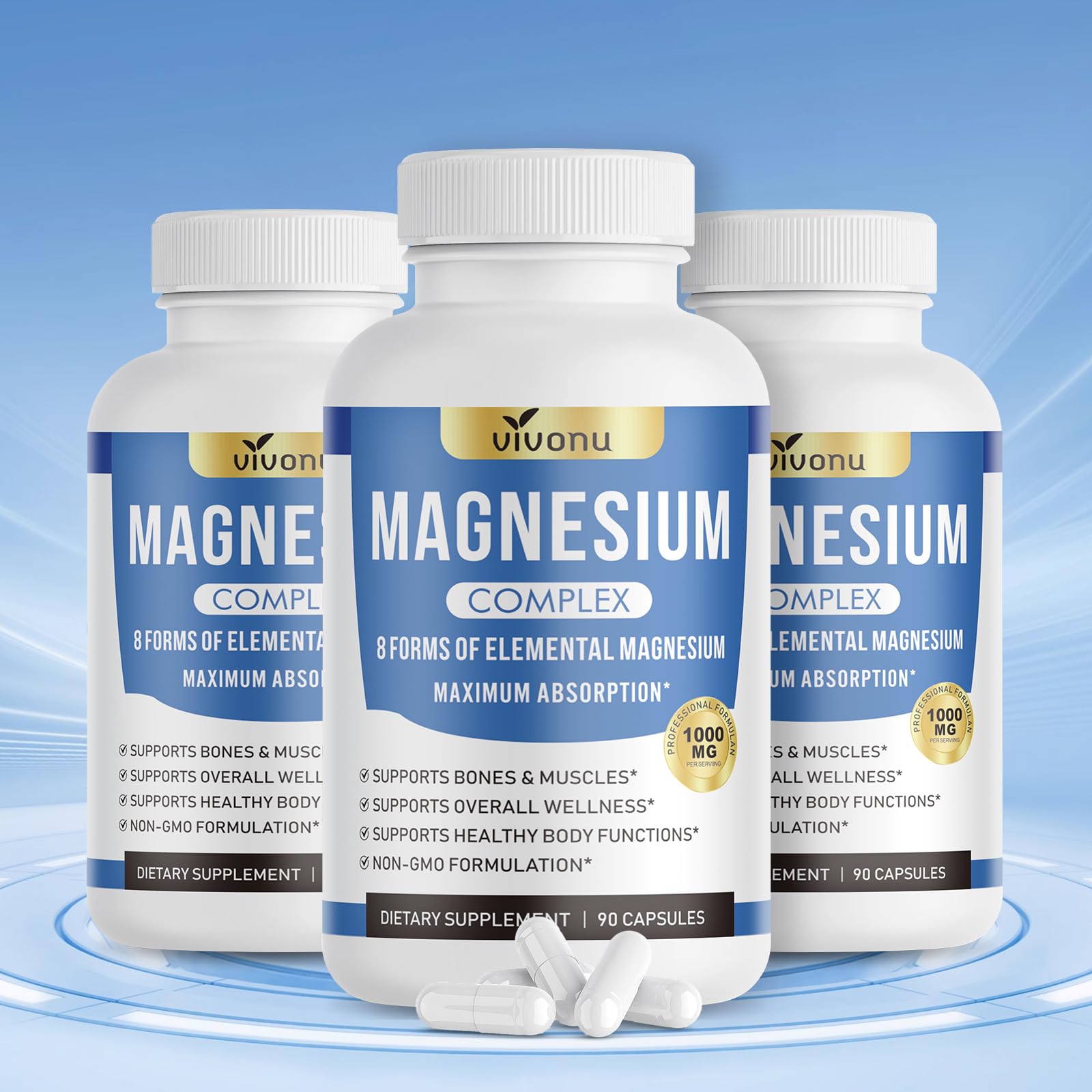 VivoNu 1000mg Magnesium Complex Capsule, 90 Count