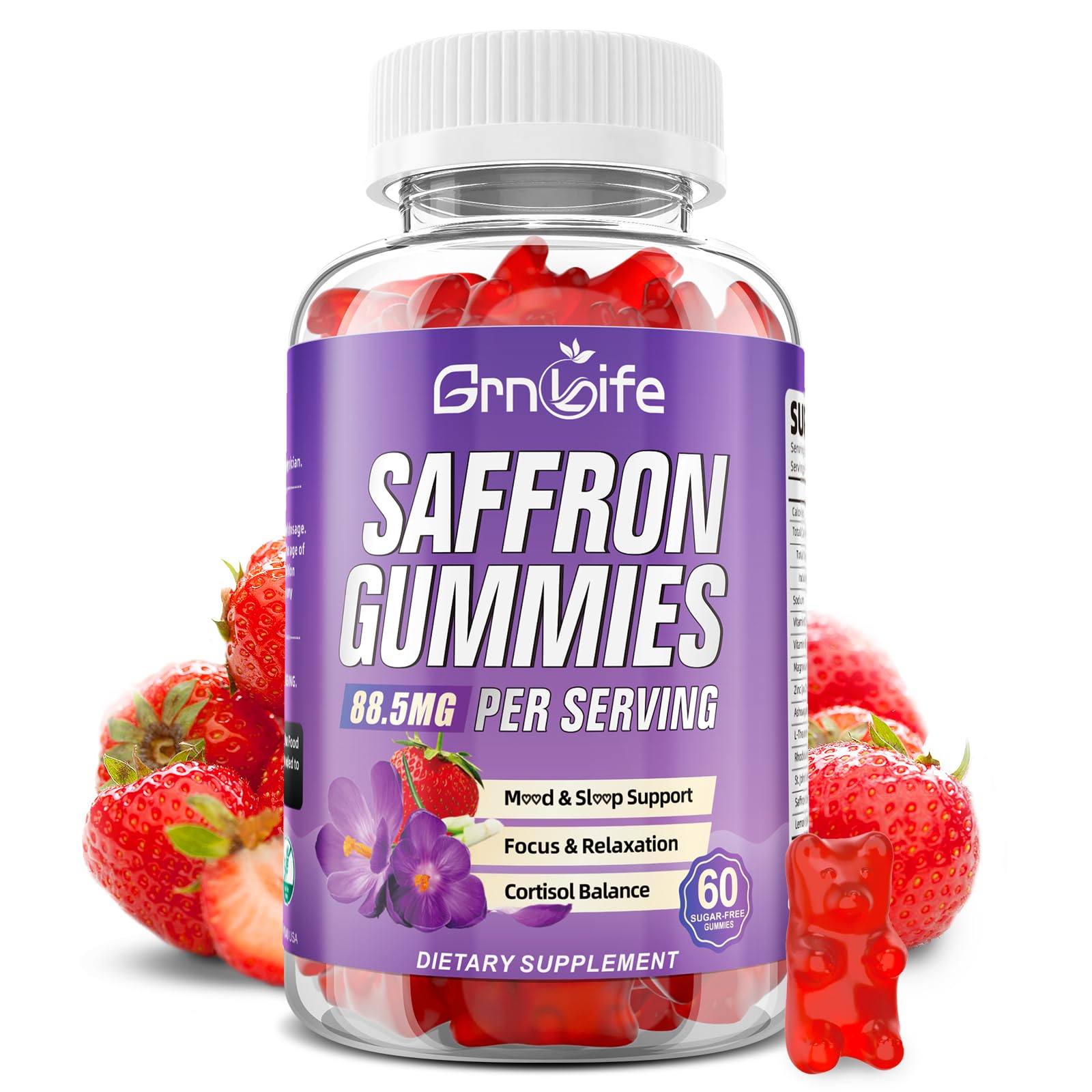 GrnLife Saffron Gummies for Kids & Adults, 60 Gummies