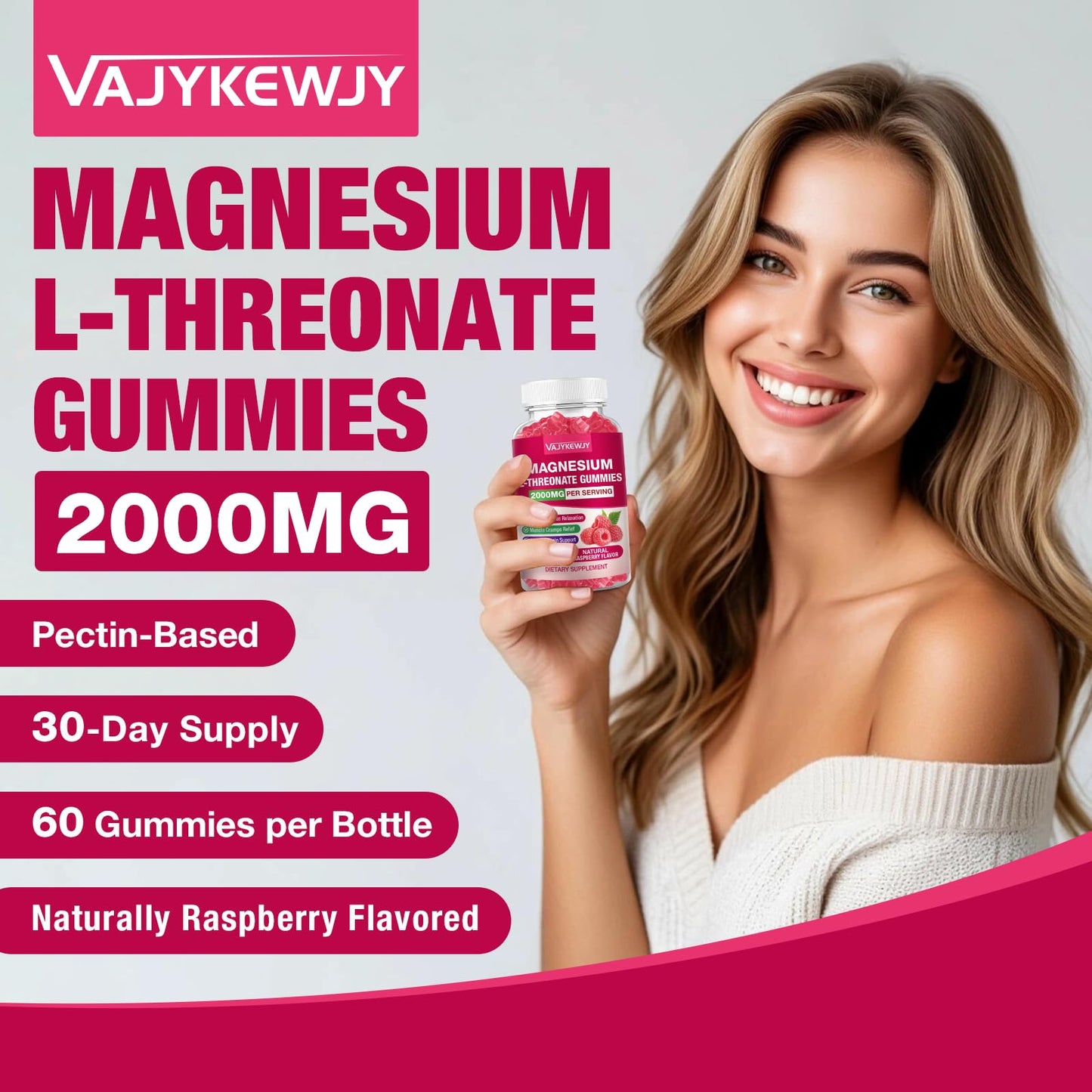 VAJYKEWJY Magnesium L-Threonate Gummies (2 Pack)