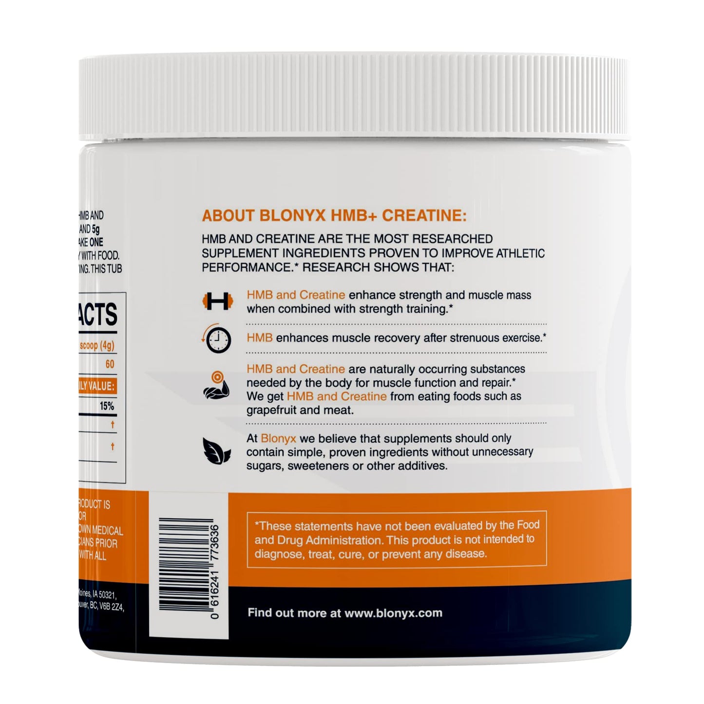 Blonyx HMB + Creatine Supplement Powder 8.46 oz