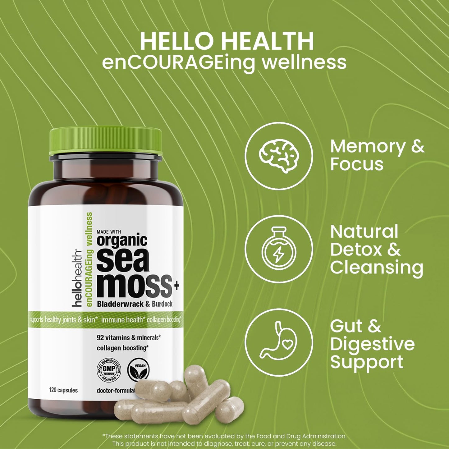 HELLO HEALTH Irish Sea Moss, 120 Capsules