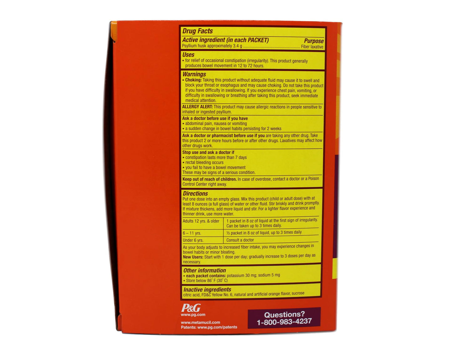 Metamucil On-the-Go Psyllium Husk Powder, Orange Flavor, 30 Count