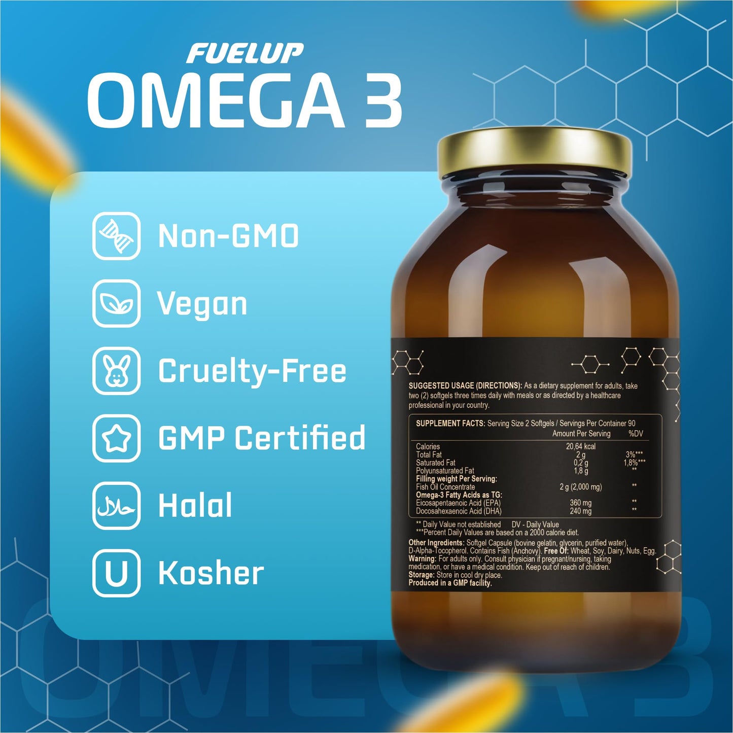 Fuelup Omega 3 (TG) 1000 mg Softgels, 180 Count