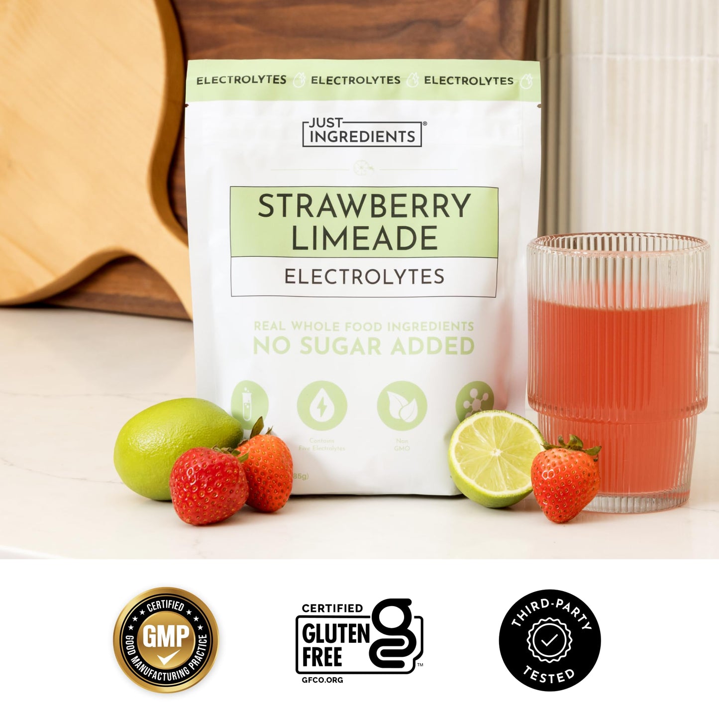 JUST INGREDIENTS Strawberry Limeade Electrolytes Powder 10
