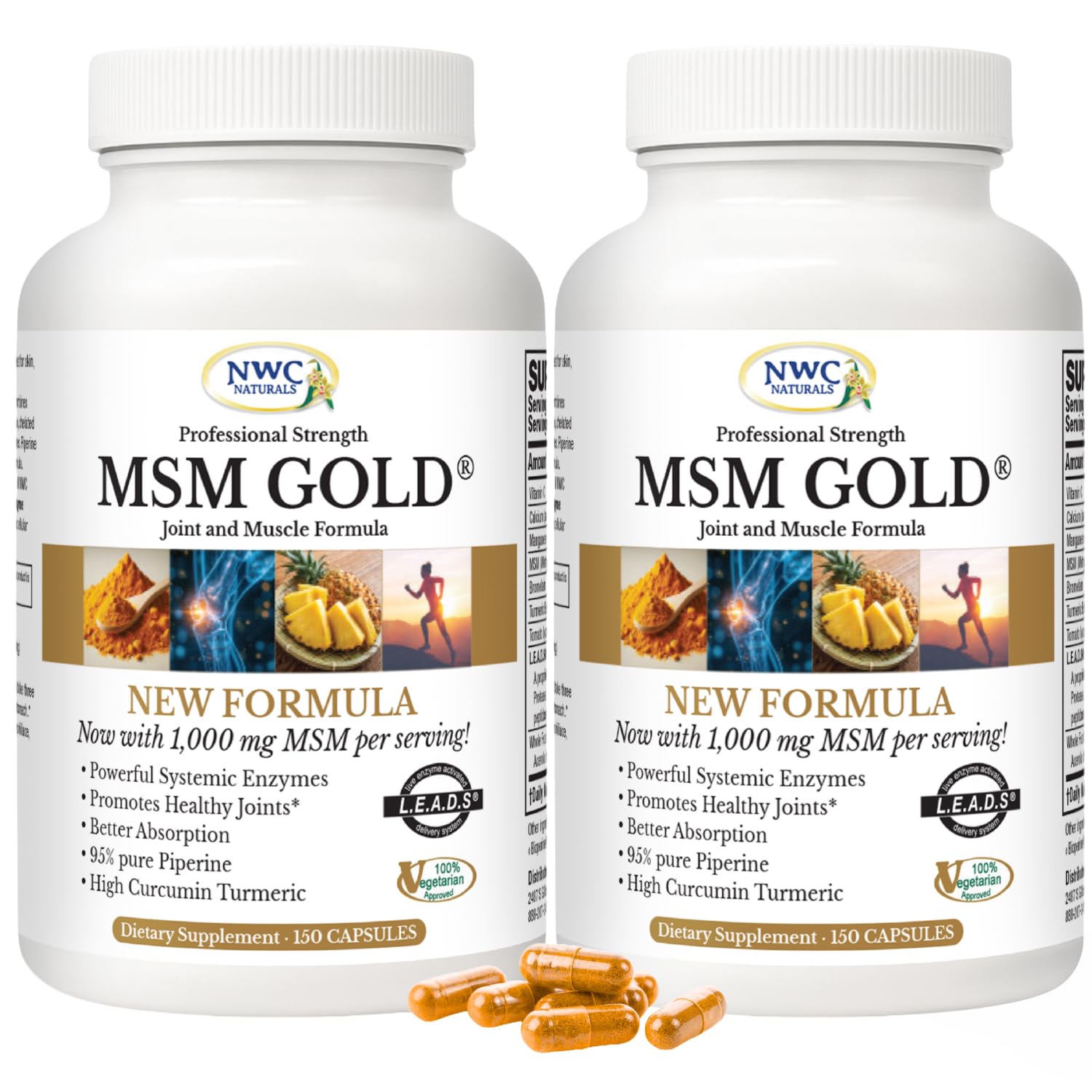NWC Naturals MSM Gold Systemic Enzyme Supplement Capsules 300