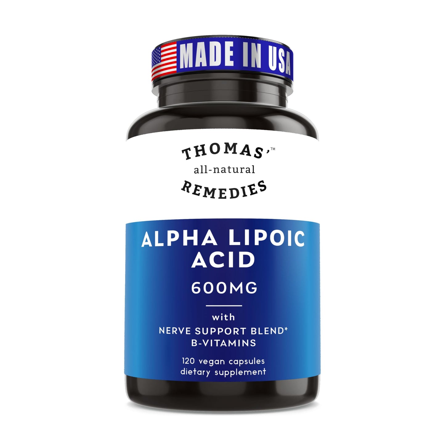 Thomas' all-natural Remedies Alpha Lipoic Acid Supplement 600mg Capsule 120 Count