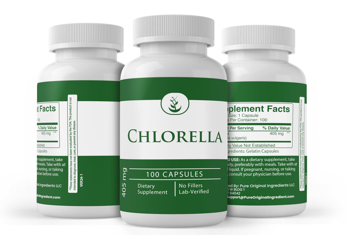 PURE ORIGINAL INGREDIENTS Chlorella Capsules 100 Count