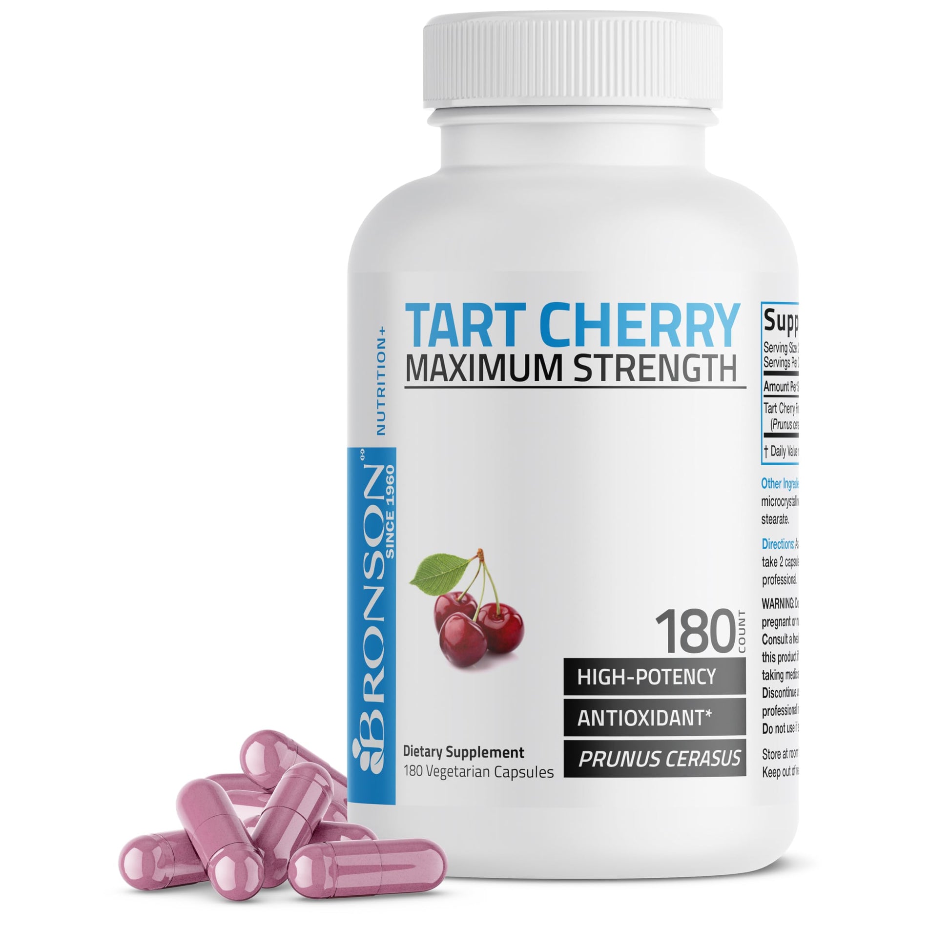 Bronson Tart Cherry Maximum Strength Capsules, 180 Count