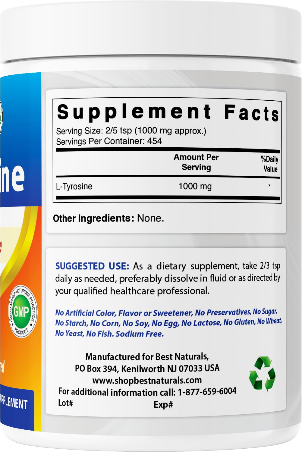 Best Naturals L-Tyrosine Pure Powder 16 oz