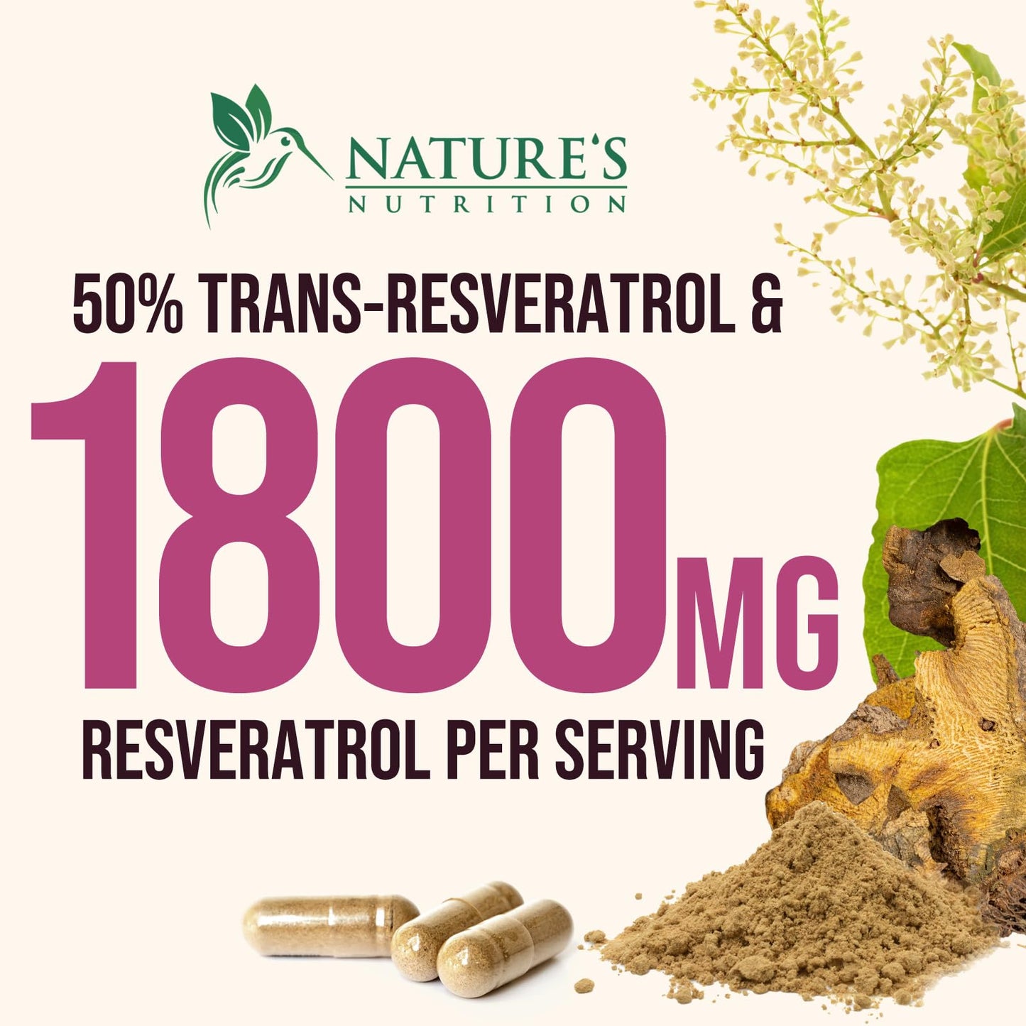 Nature's Nutrition Resveratrol Supplement Capsule 120 Count