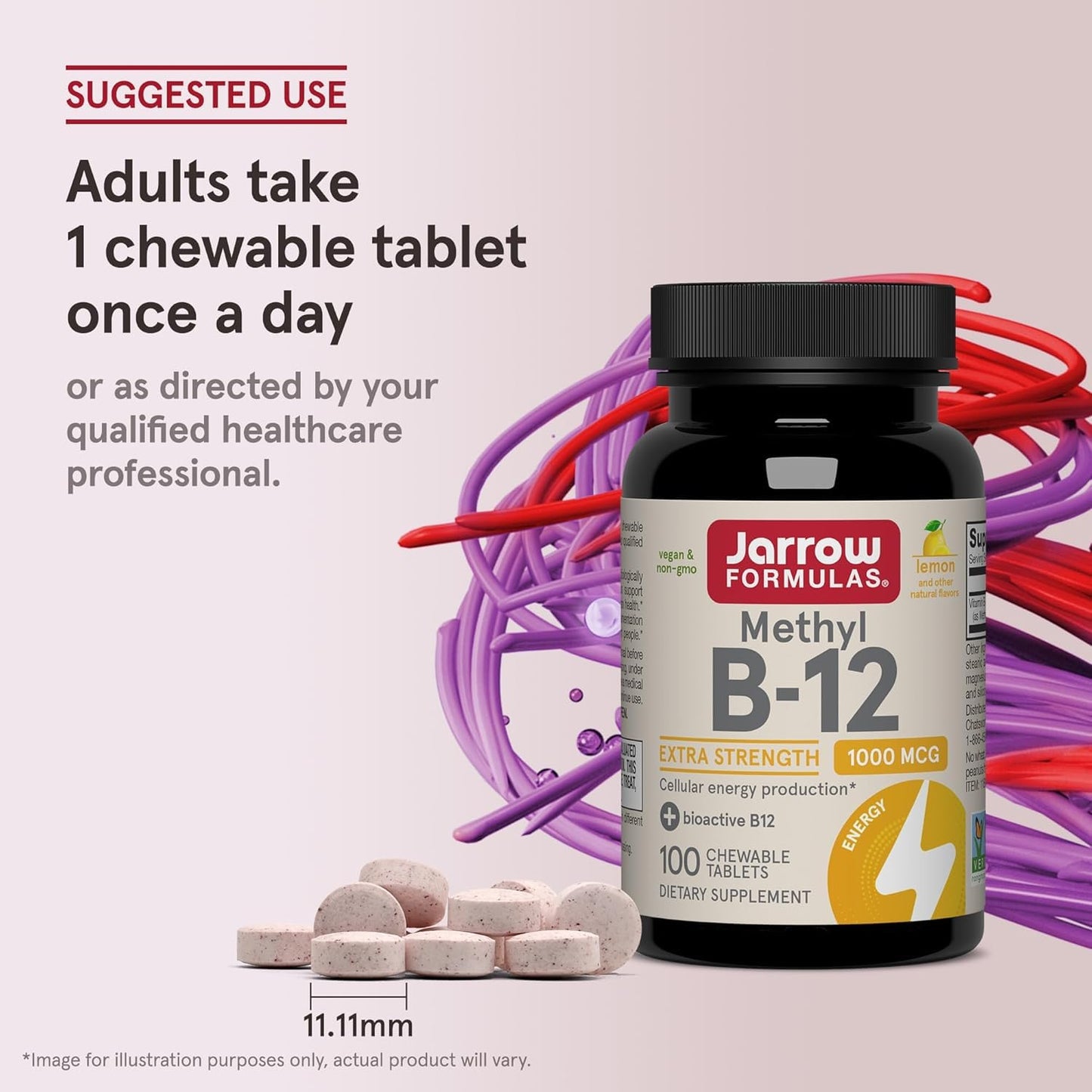 Jarrow Formulas Methyl Vitamin B-12 1000 mcg Gummy, 200 Gummies