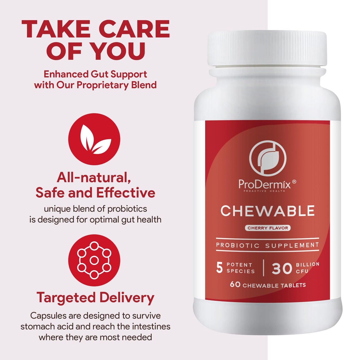 PRODERMIX Chewable Probiotic 60 Tablets