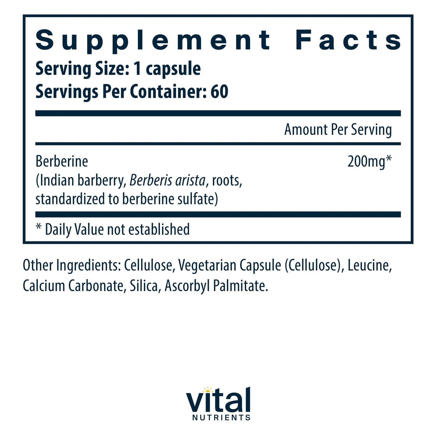 Vital Nutrients Berberine 200 mg, 60 Capsules