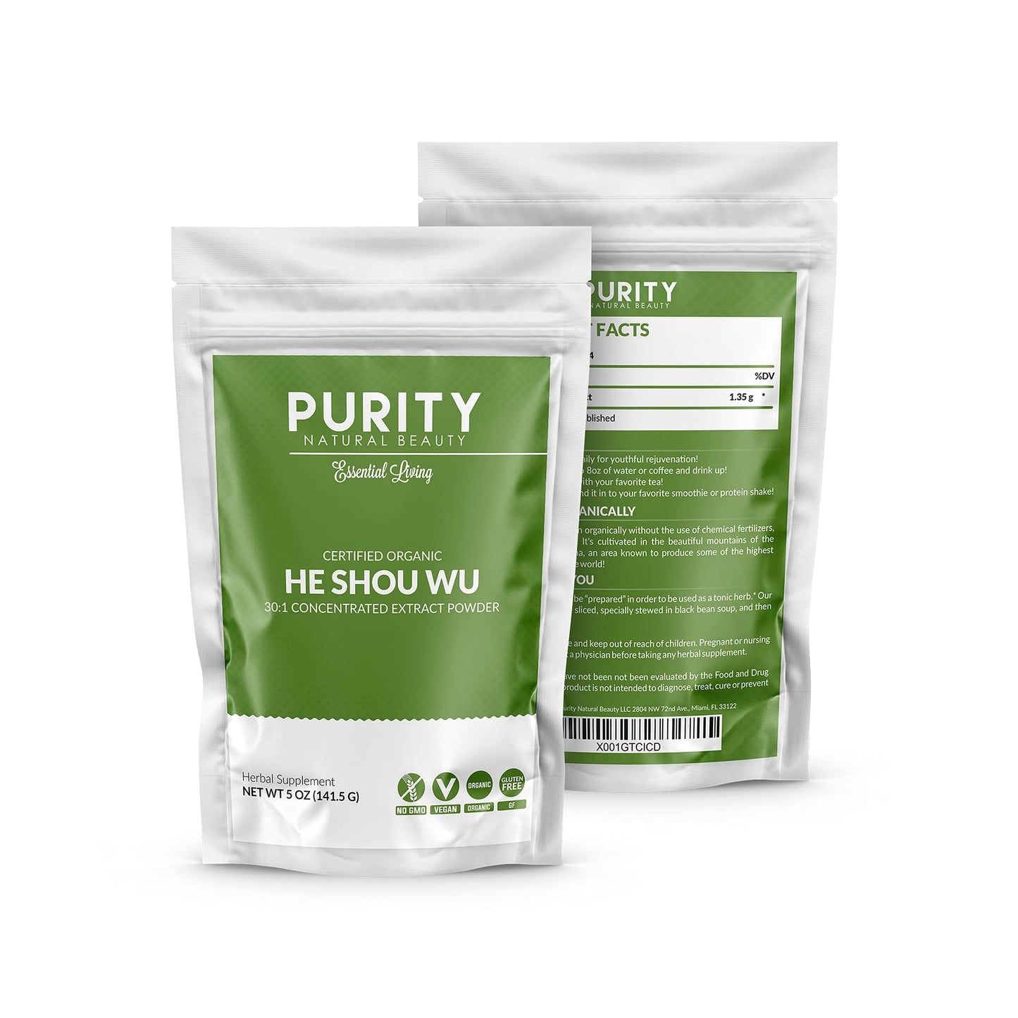 Purity Natural Beauty Certified Organic He Shou Wu Powder 25