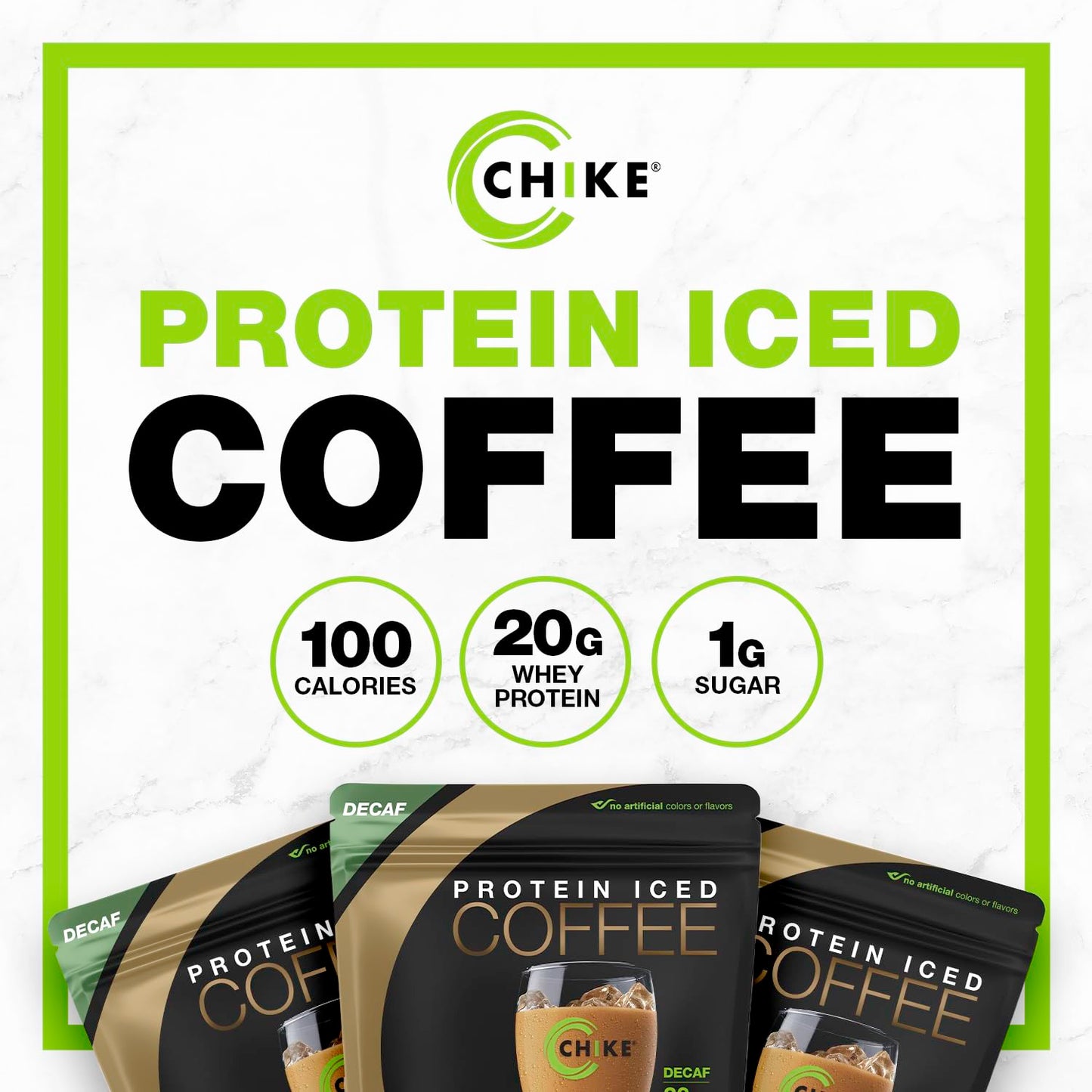 CHIKE Decaf Cappuccino Protein Coffee Powder 14.3 oz
