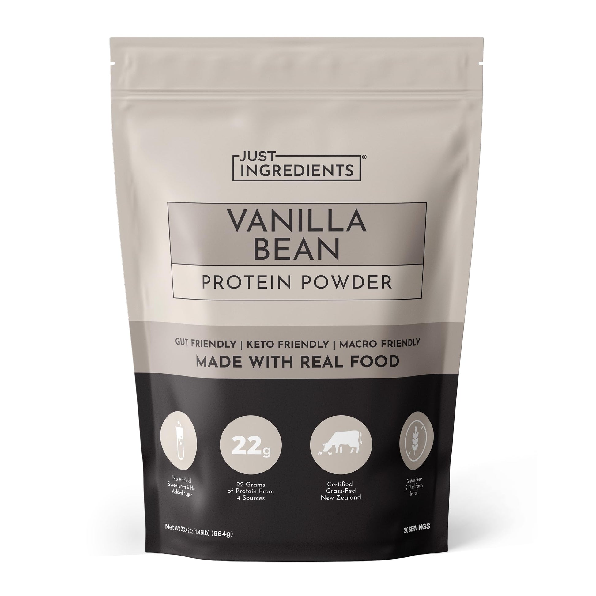 JUST INGREDIENTS Vanilla Bean Protein Powder (20 Servings)