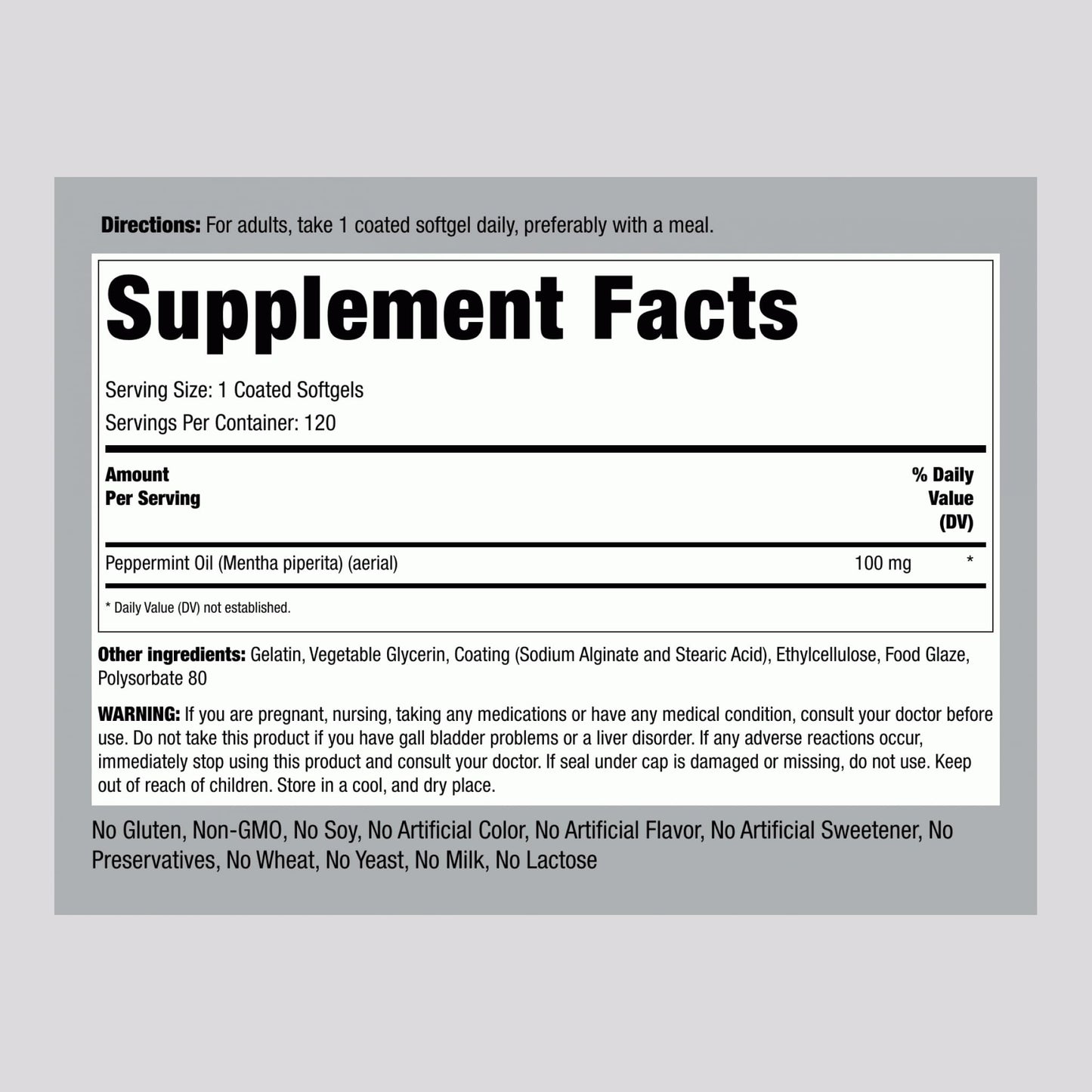 Piping Rock Peppermint Oil Softgel Capsules 120 Count