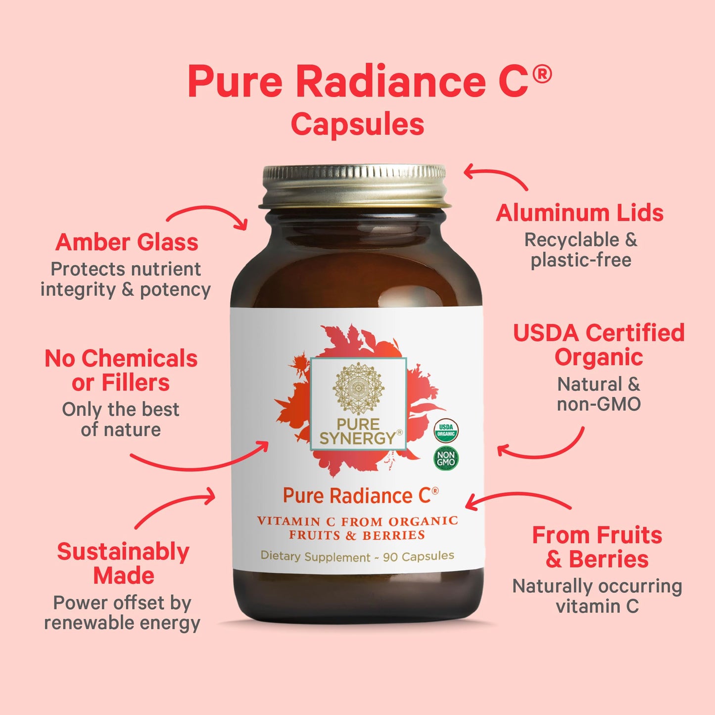 Pure Synergy Pure Radiance C Organic Vitamin C Capsules 90 Capsules