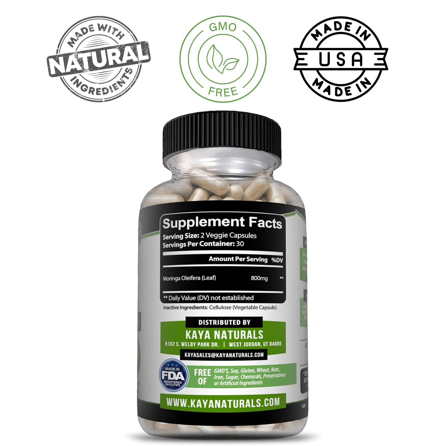 Kaya Naturals Moringa Leaf Extract Capsule 60 Count