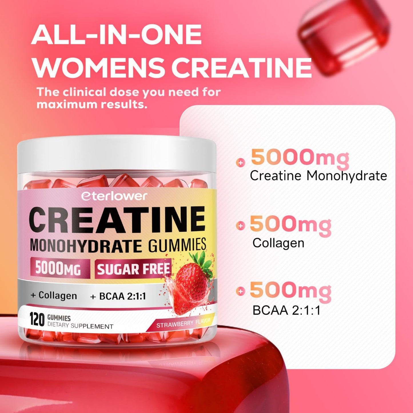 eterlower Creatine Monohydrate Gummies 100 Count