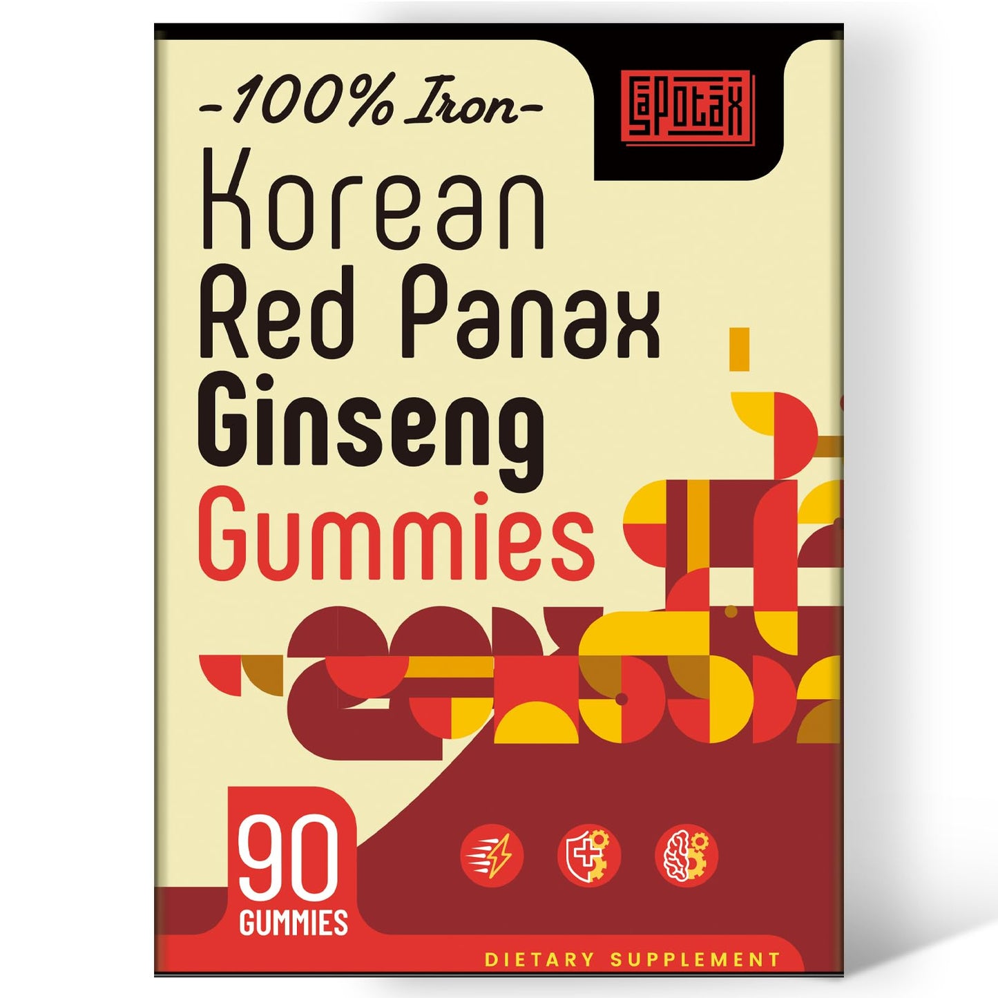 Sapotax Korean Red Panax Ginseng Supplement Gummies, 180 Count