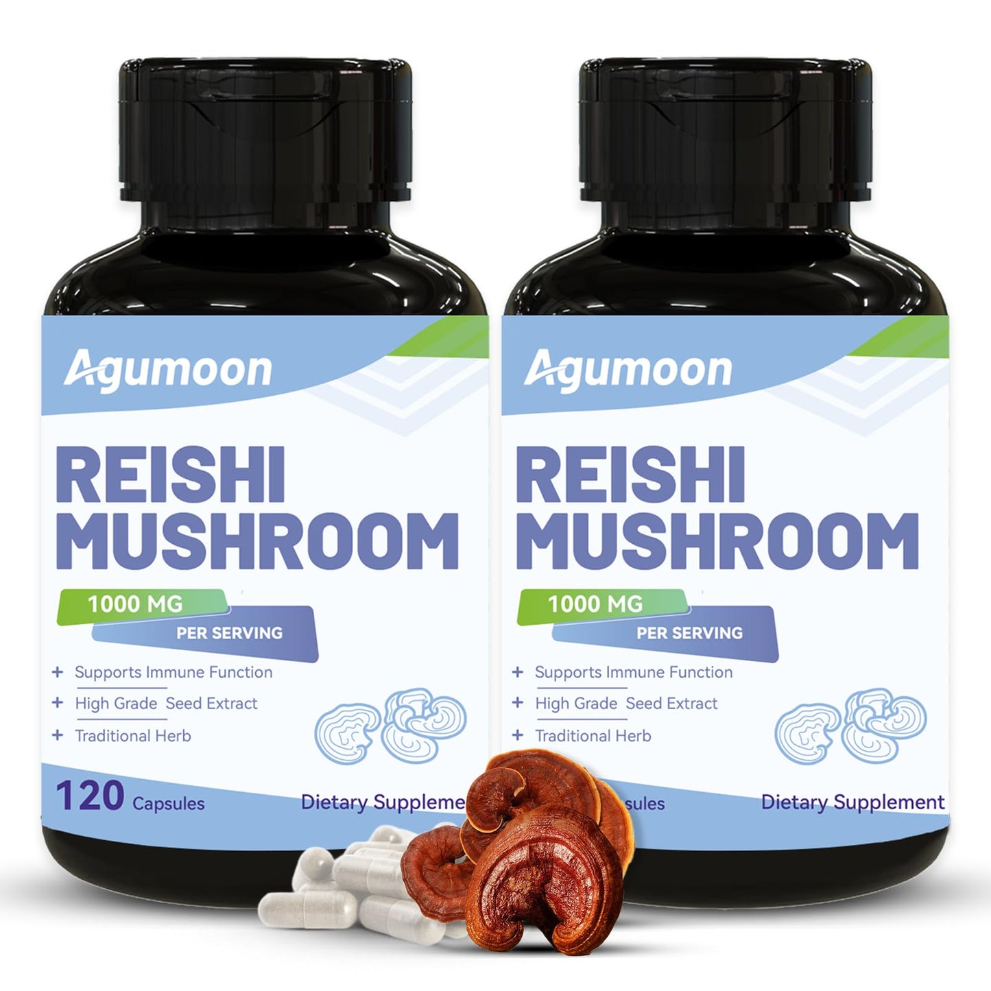 Agumoon Reishi Mushroom Capsules, 120 Count