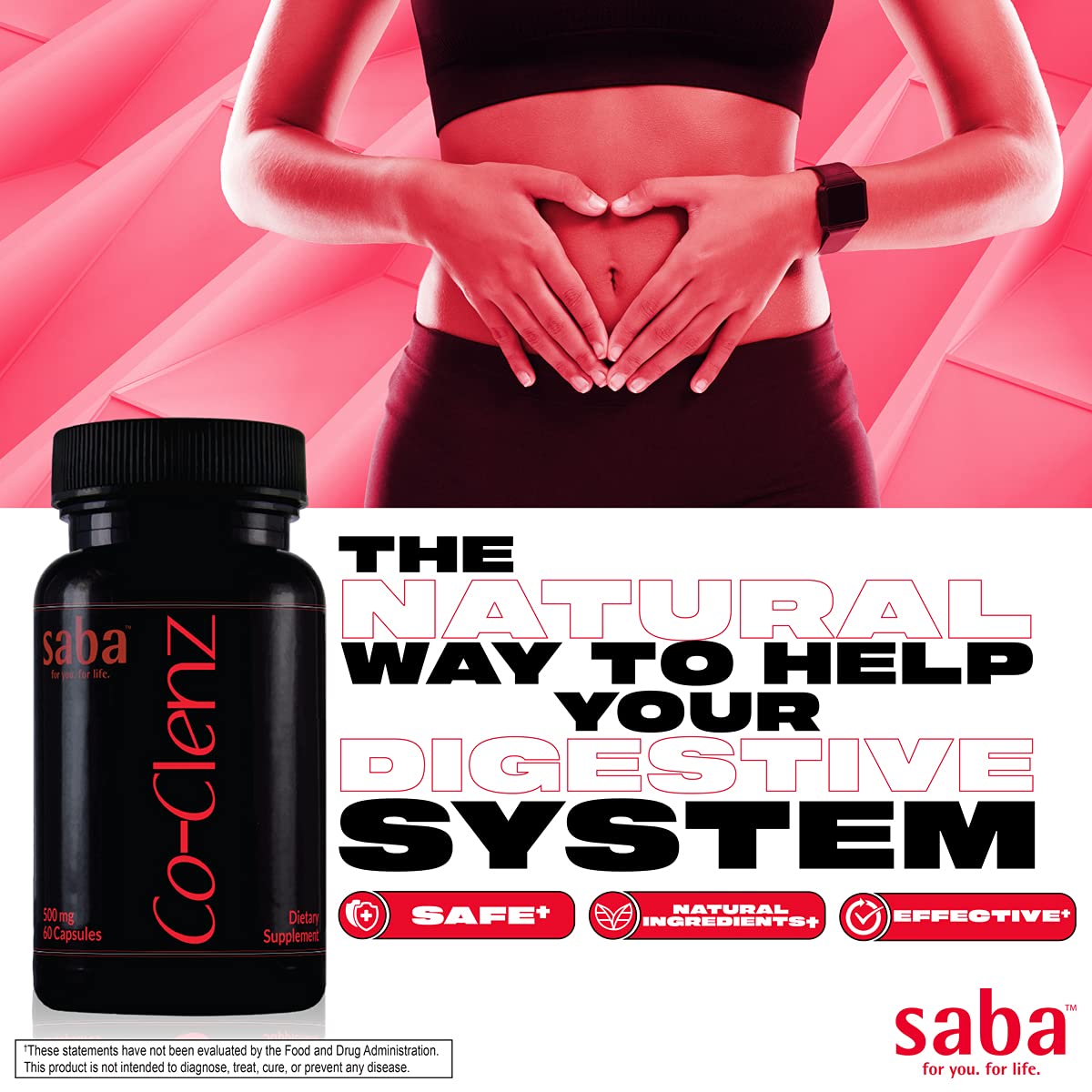 Saba Co-Clenz 5 Day Cleanse for Men & Women - Supports Healthy Bowel Movements, Detox, Colon Health, Helps Constipation, Capsules, 30 Count