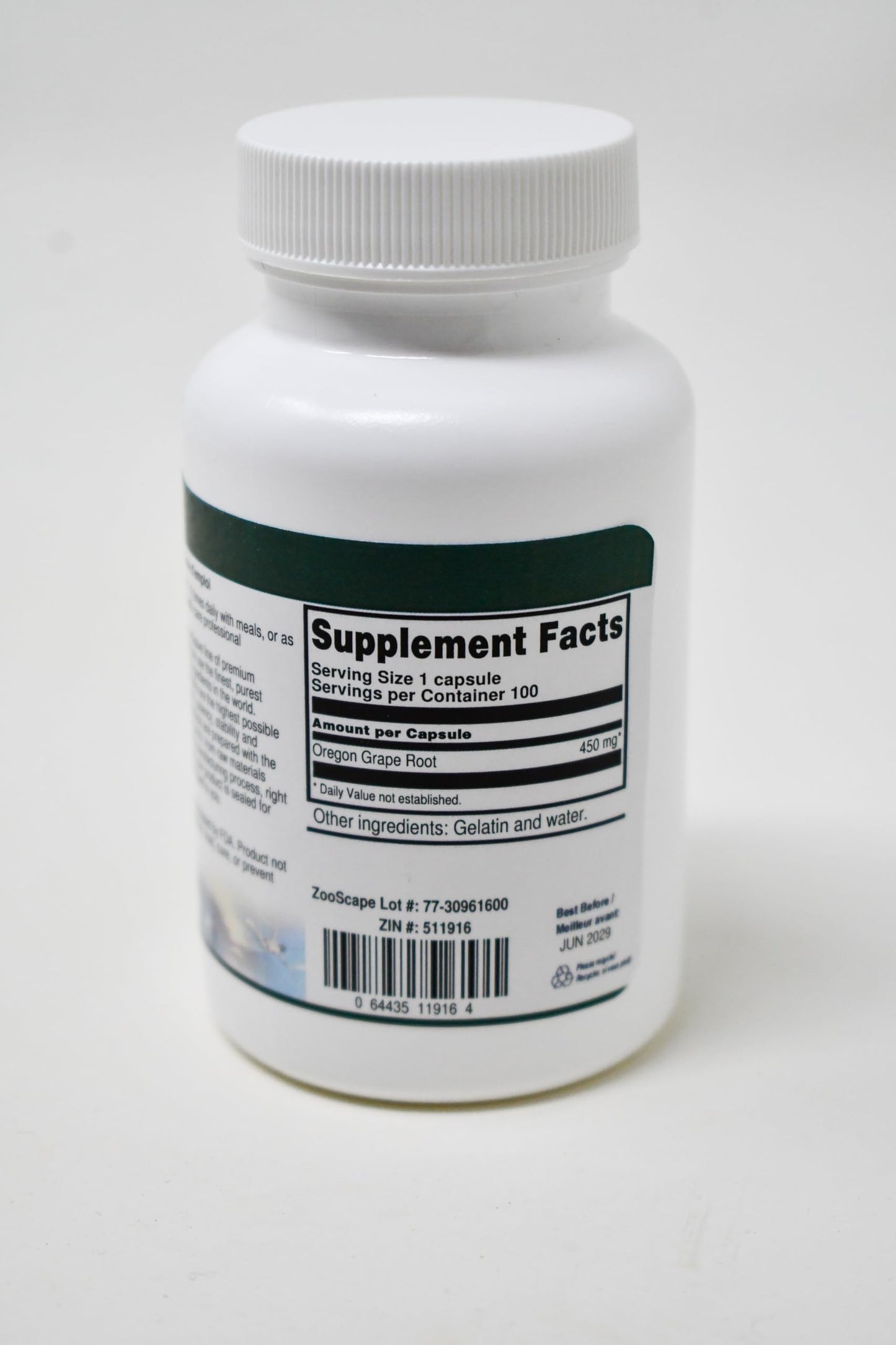 Terravita Oregon Grape Root 450 mg Capsule, 300 Capsules