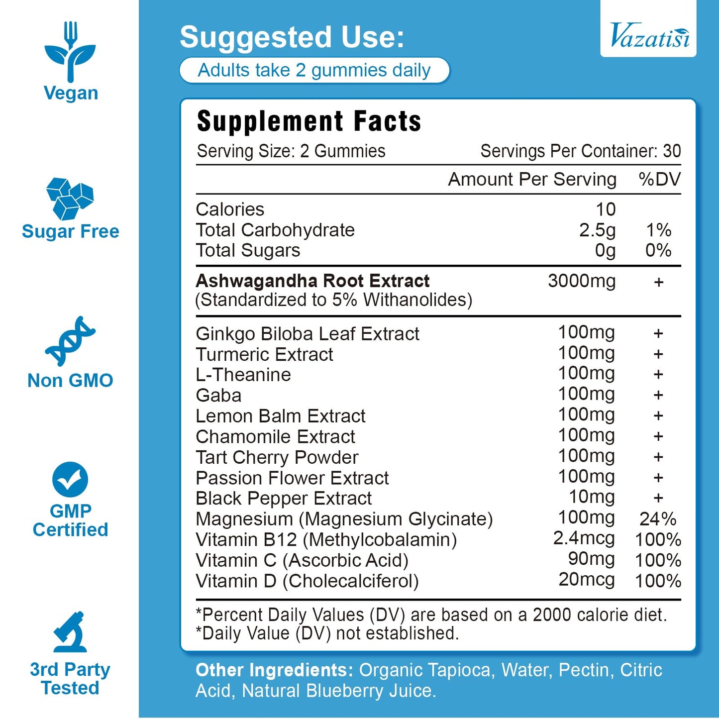 Vazatisi Ashwagandha Gummies, 120 Gummies