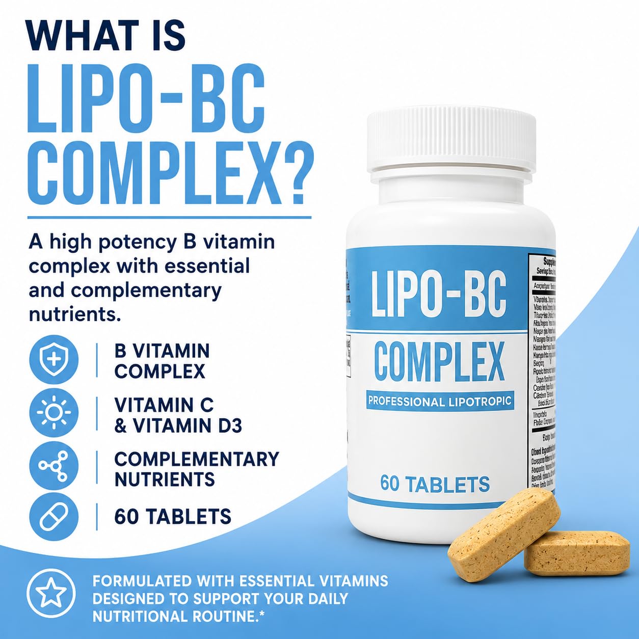 Legere Pharmaceuticals LIPO-BC Vitamin B-Complex Tablets, 120 Tablets