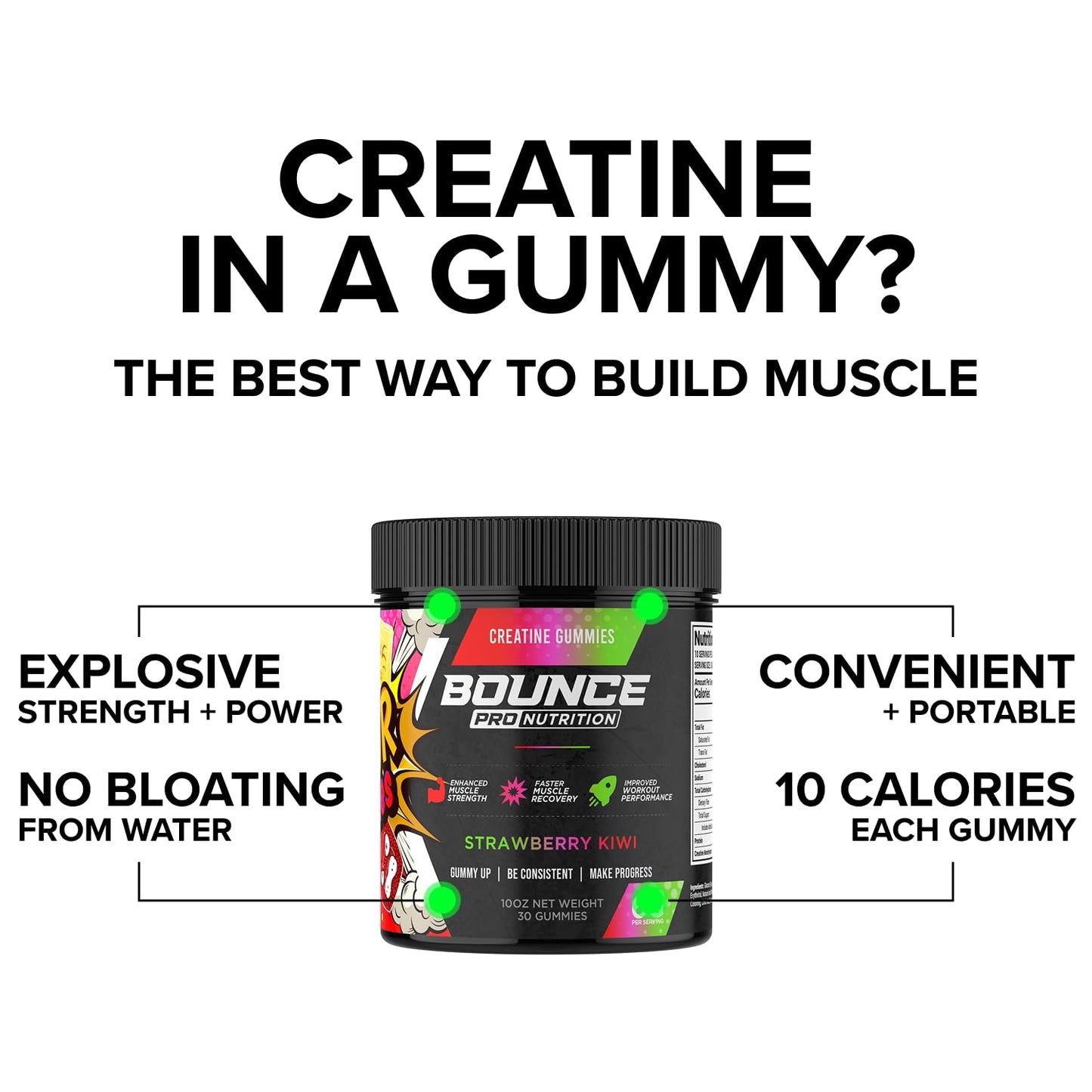 Bounce Pro Creatine Monohydrate Gummies, 30 Count
