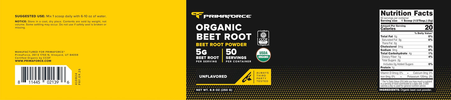 Primaforce Organic Beet Root Powder 8.9 Ounce
