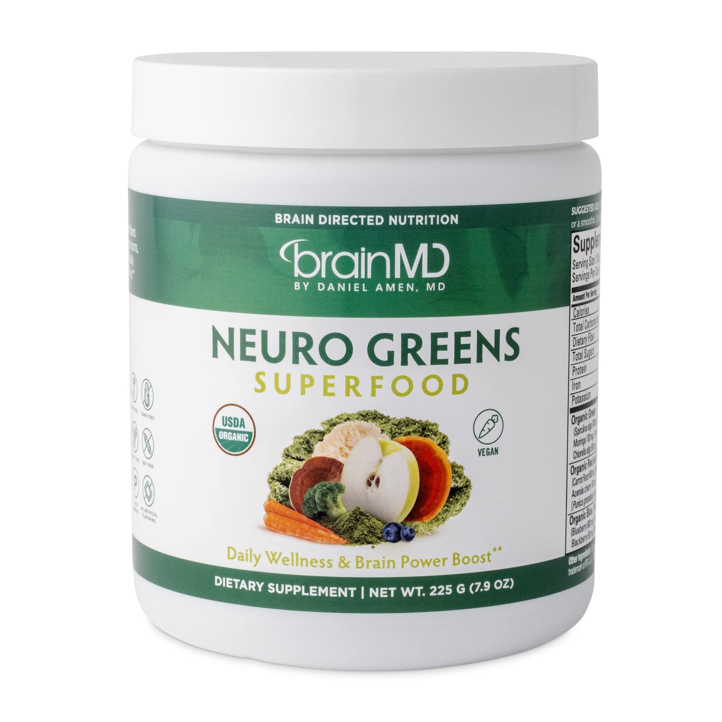 BRAINMD Dr Amen Neuro Greens Superfood Powder, 30 Servings