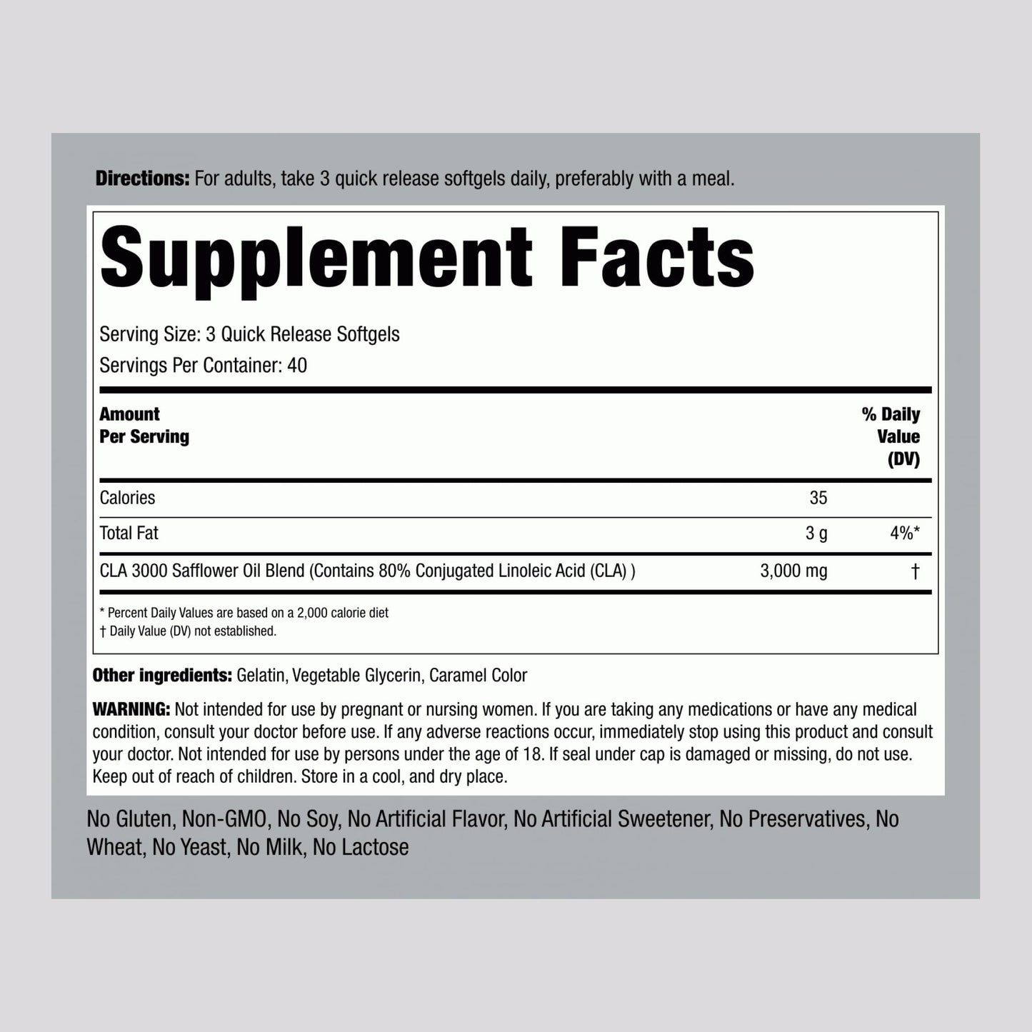Piping Rock CLA Supplements 3000mg Softgels 120 Count