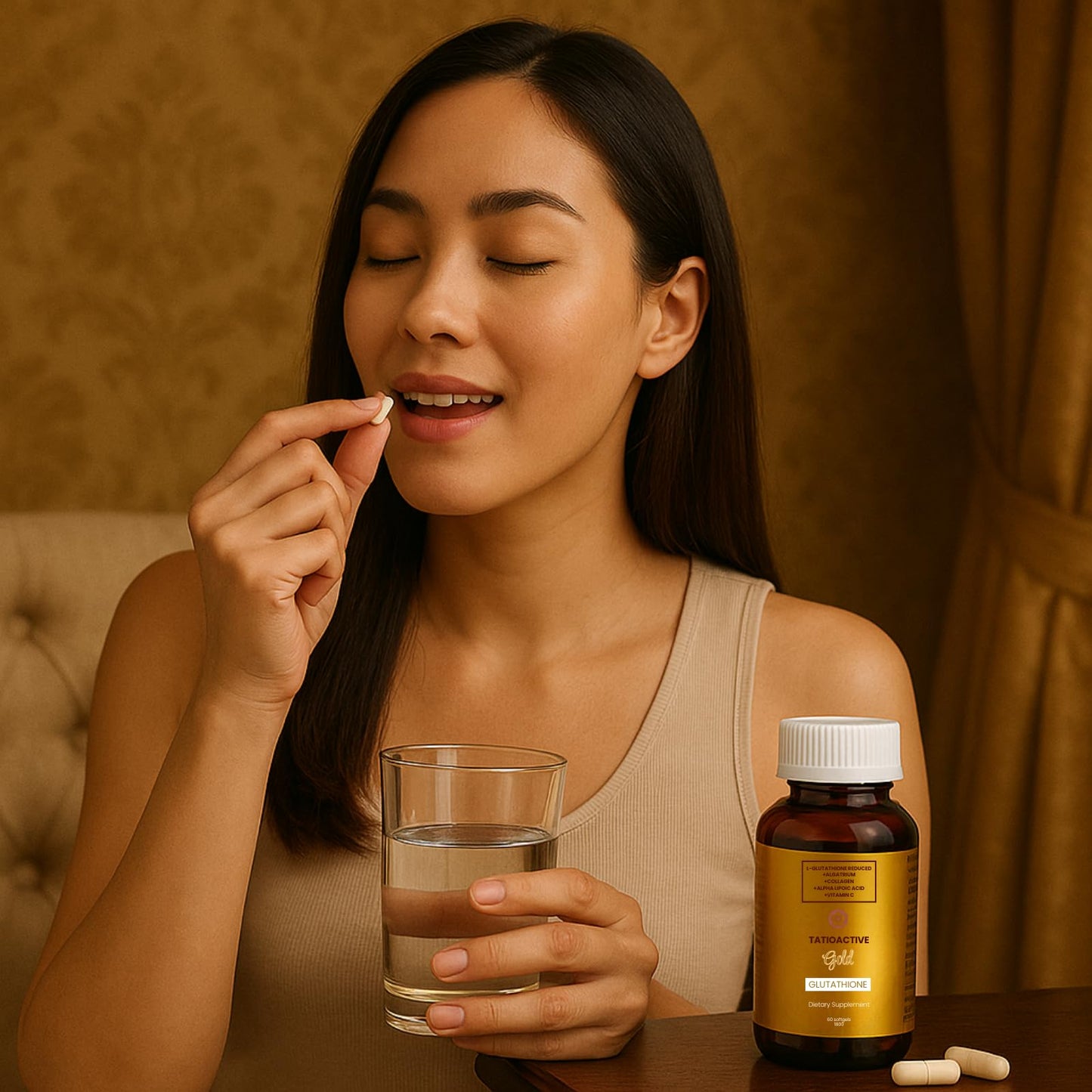 Tatiomax Gold Glutathione 1800mg with Collagen, Stem Cell, ALA & Vitamin C Capsule, 1 Count