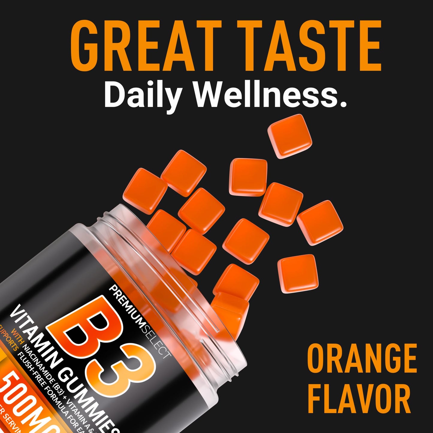 Premium Select Nutrition Vitamin B3 Gummies Niacinamide 500mg – 120 Vegan Gummies