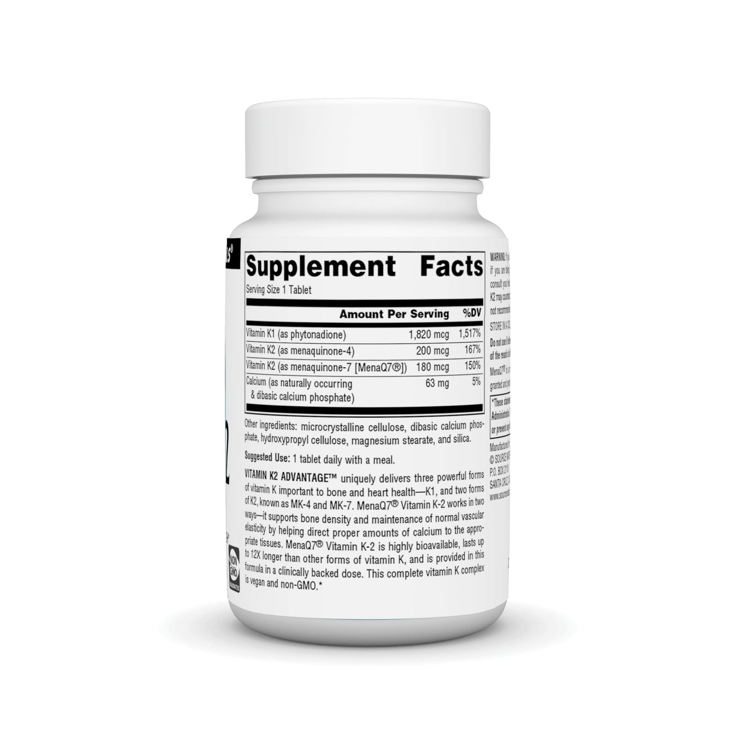 Source Naturals Vitamin K2 Advantage, for Bone and Heart Health*, 2200 mcg, 120 Tablets