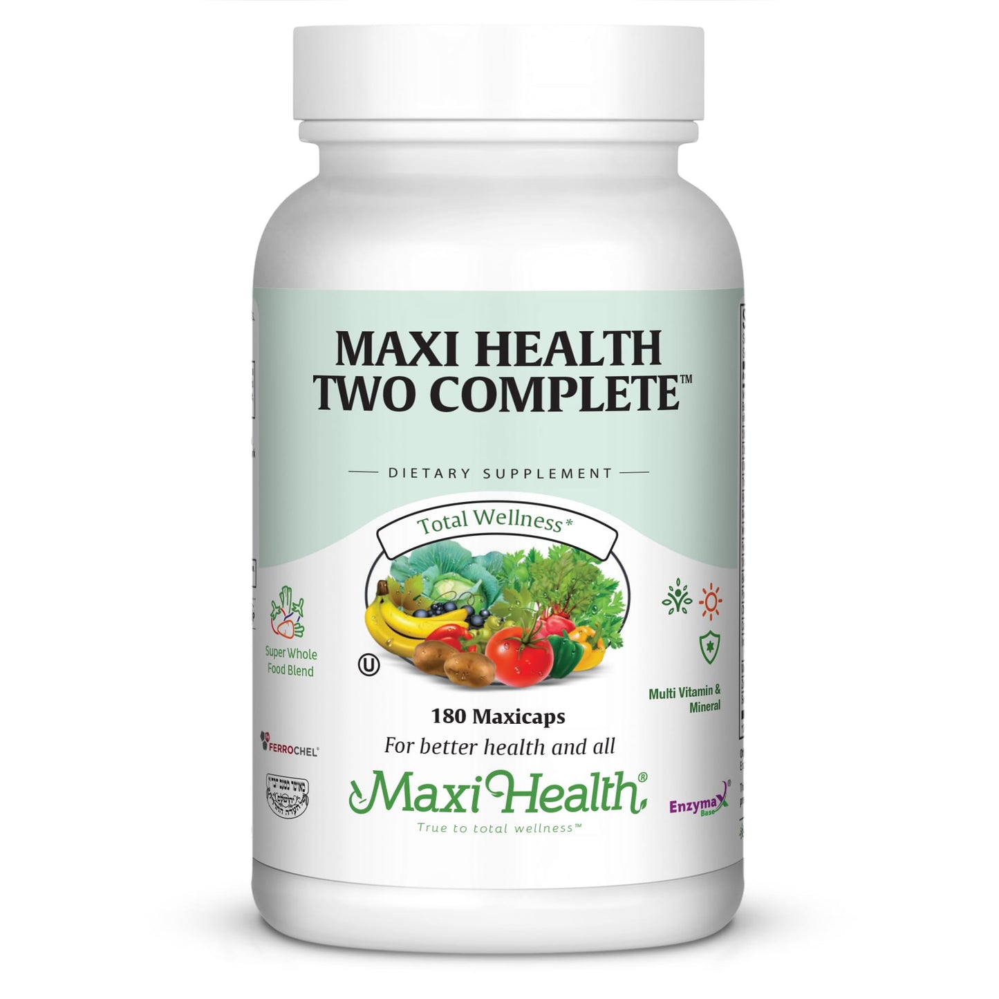 Maxi Health Two Complete Multivitamins and Minerals Full Potency Capsules 180
