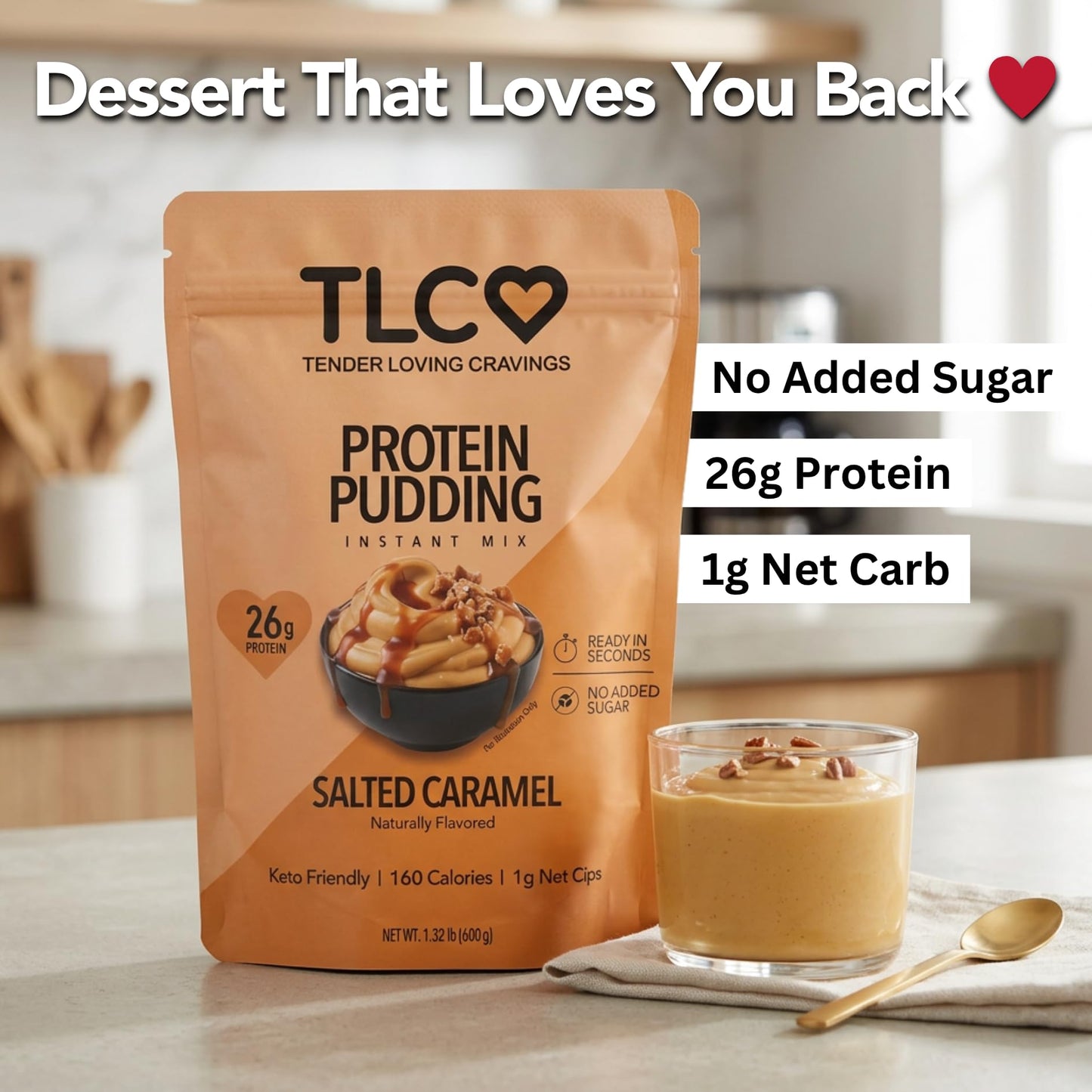TLC Protein Pudding Instant Mix Salted Caramel Powder, 21.12