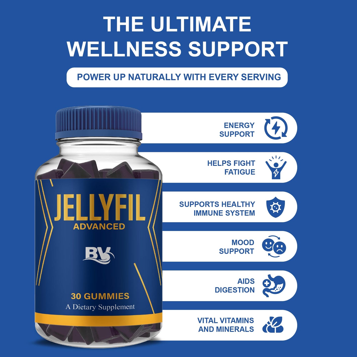 BLUE VIBE Jellyfil Advanced Gummies Wellness Support Gummy 30 Count