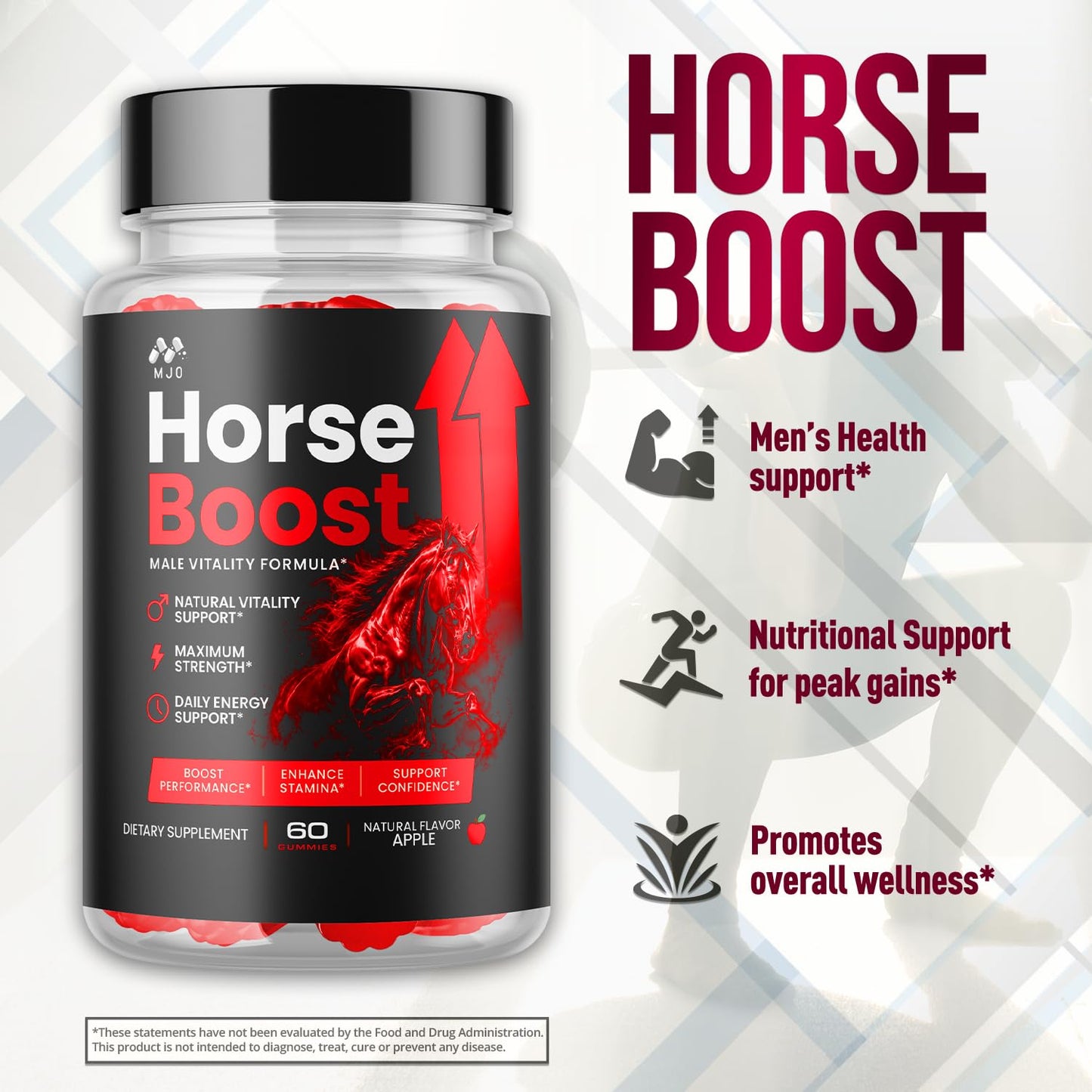 MJO Horse Boost Gummies for Men, 120 Gummies