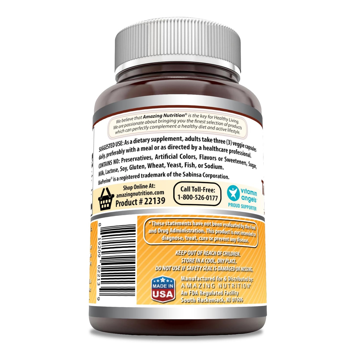 Amazing Nutrition Turmeric Curcumin with Bioperine Supplement Capsules 90 Count