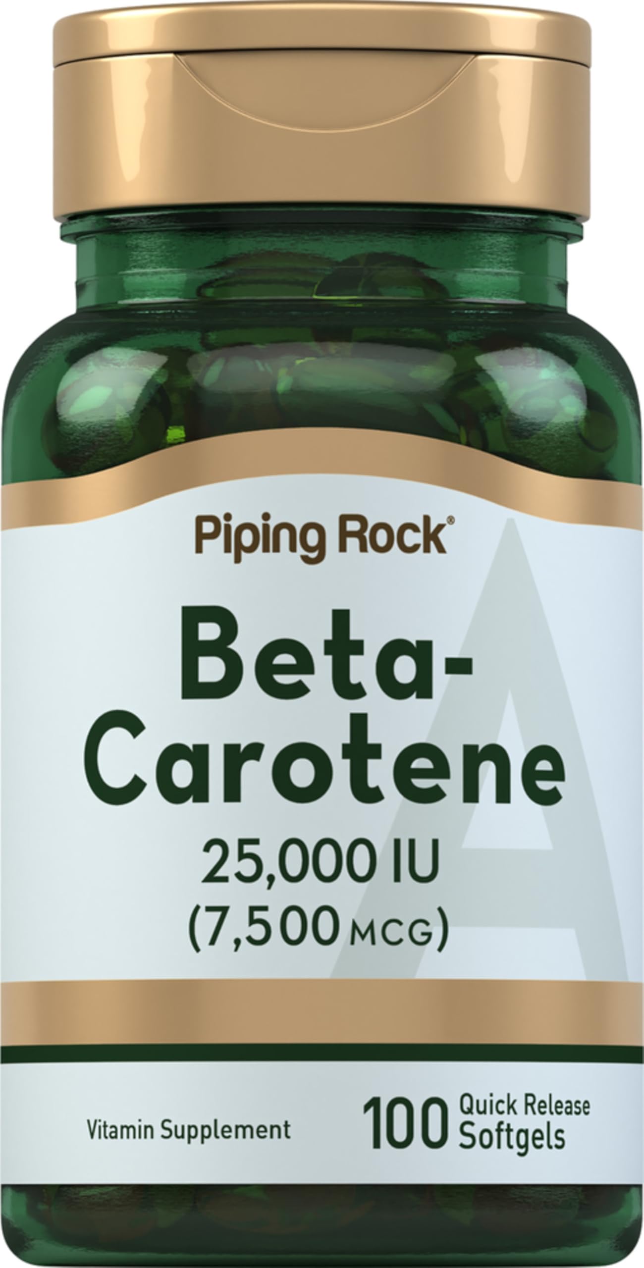 Piping Rock Beta Carotene 25000 IU Softgels 100 Count